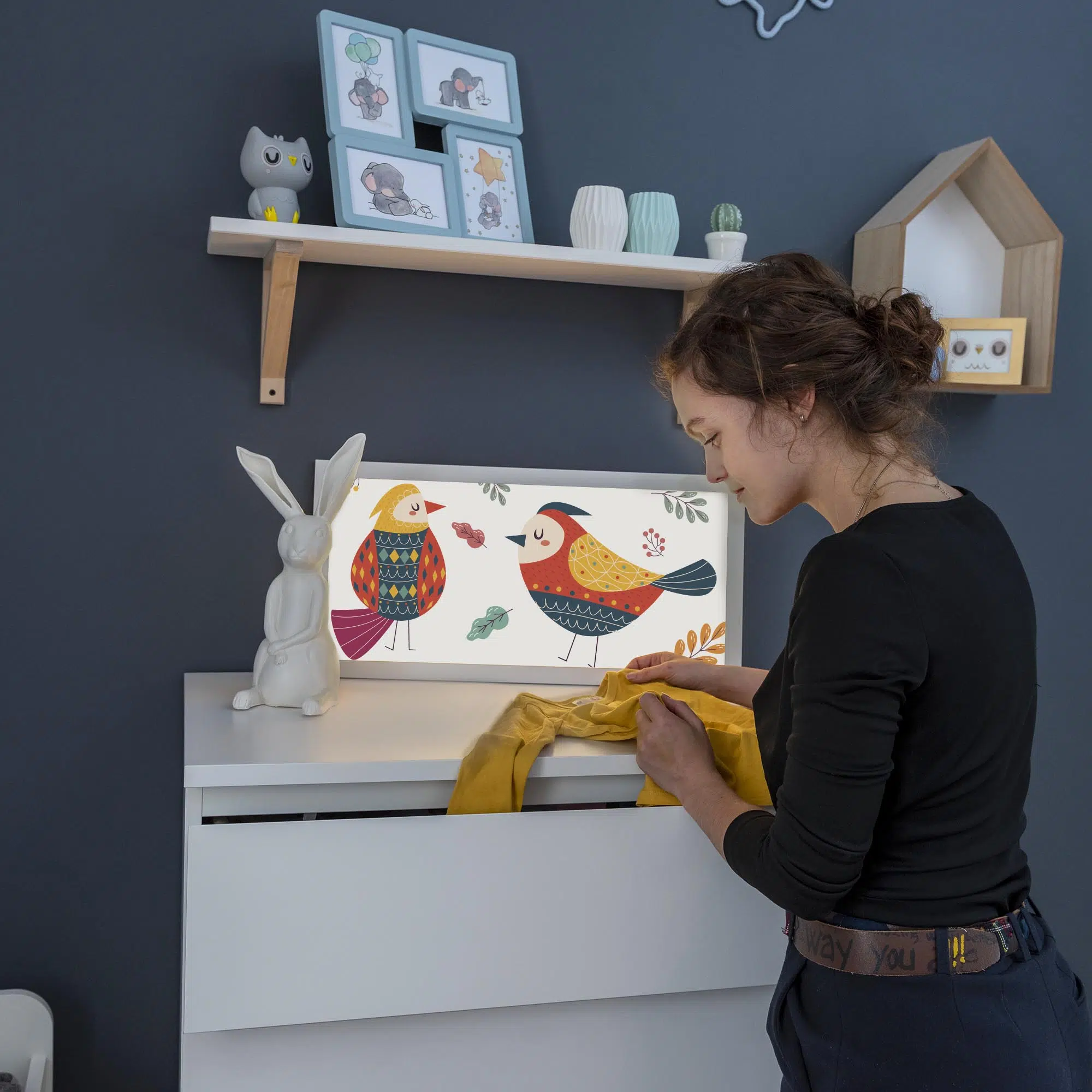 Lampe avec oiseaux éteinte