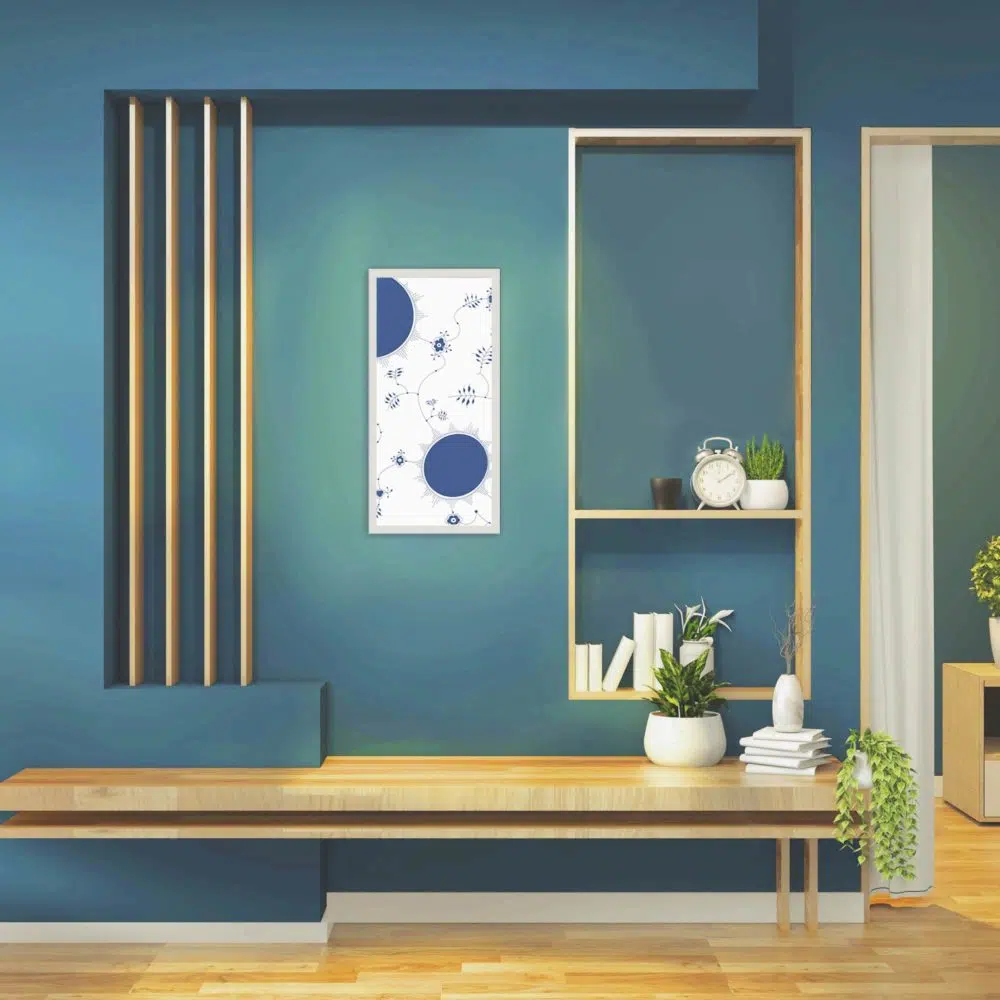 Applique murale bleue verticale allumée
