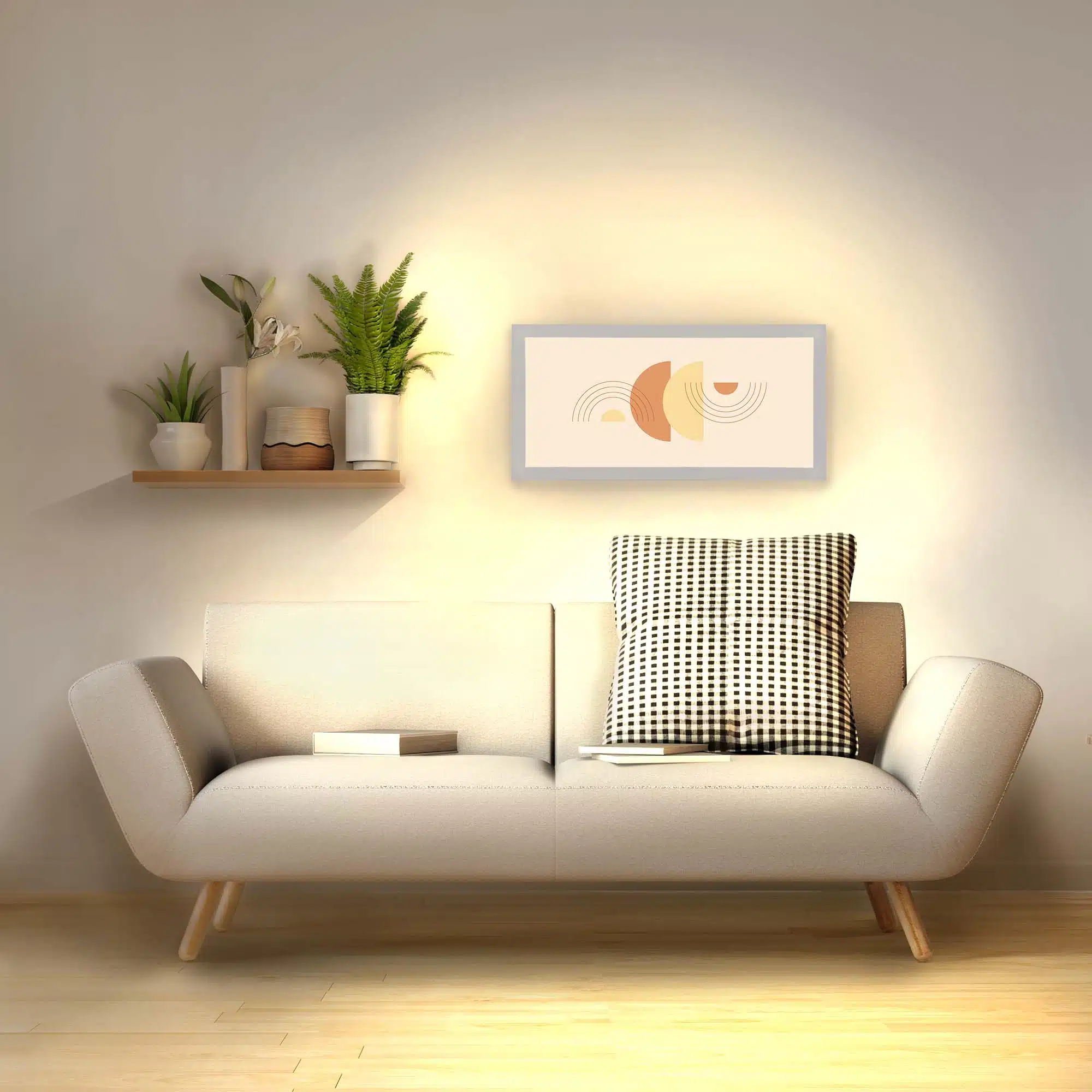 Applique murale taupe horizontale allumée Applique murale taupe horizontale allumée