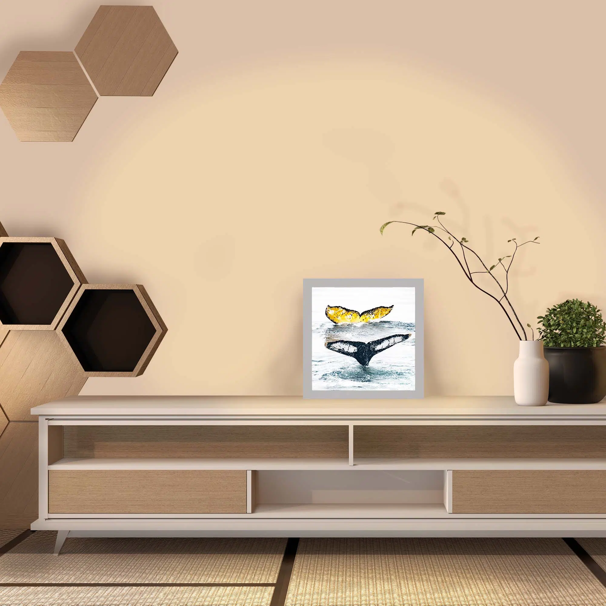 Lampe baleines allumée Lampe baleines allumée