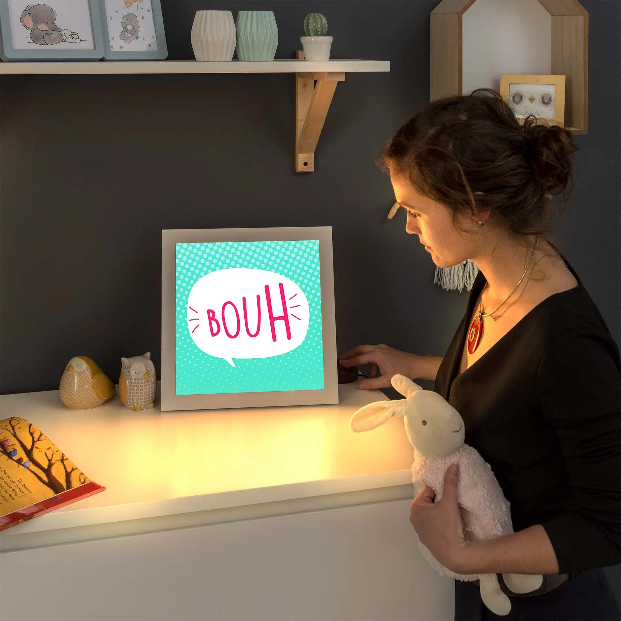 Lampe bouh allumée Lampe bouh allumée