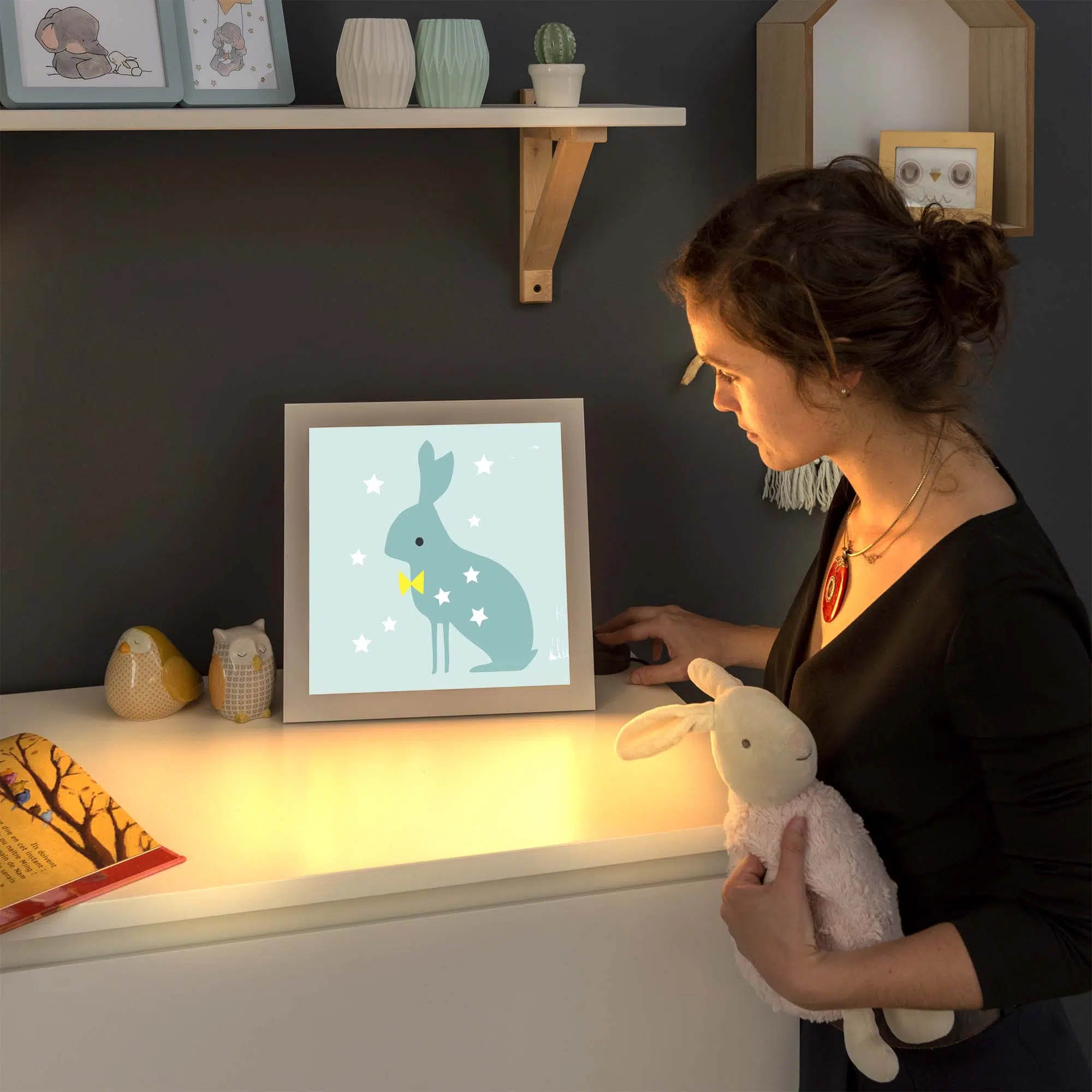 Lampe fête lapin allumée Lampe fête lapin allumée