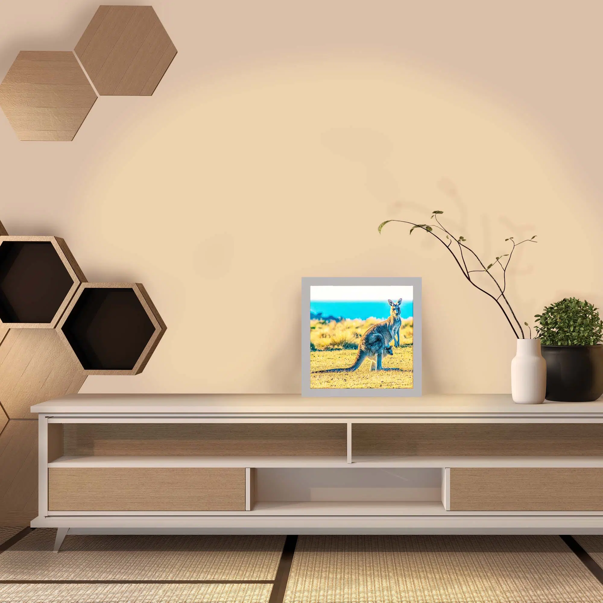 Lampe kangourou allumée Lampe kangourou allumée