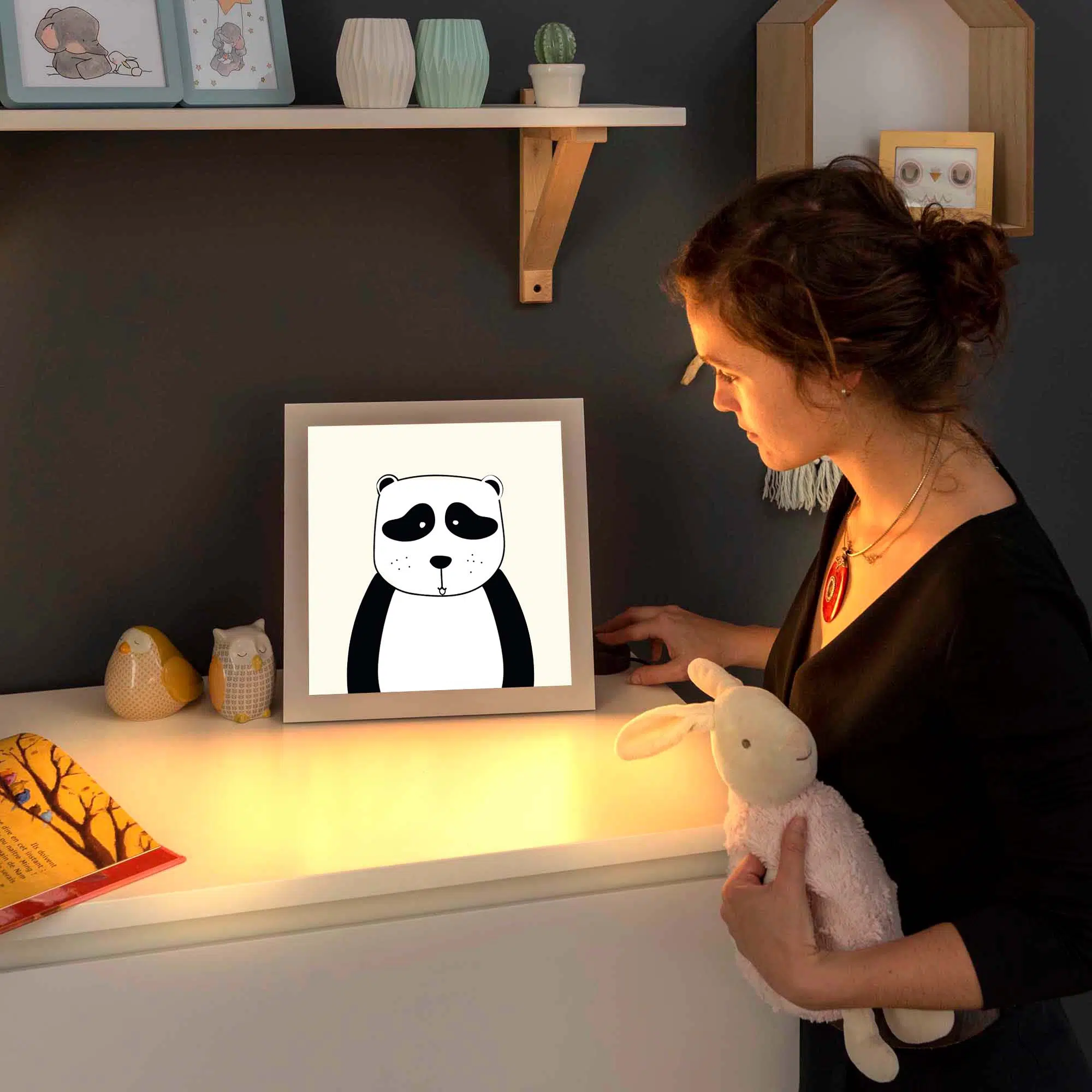 Lampe panda allumée Lampe panda allumée