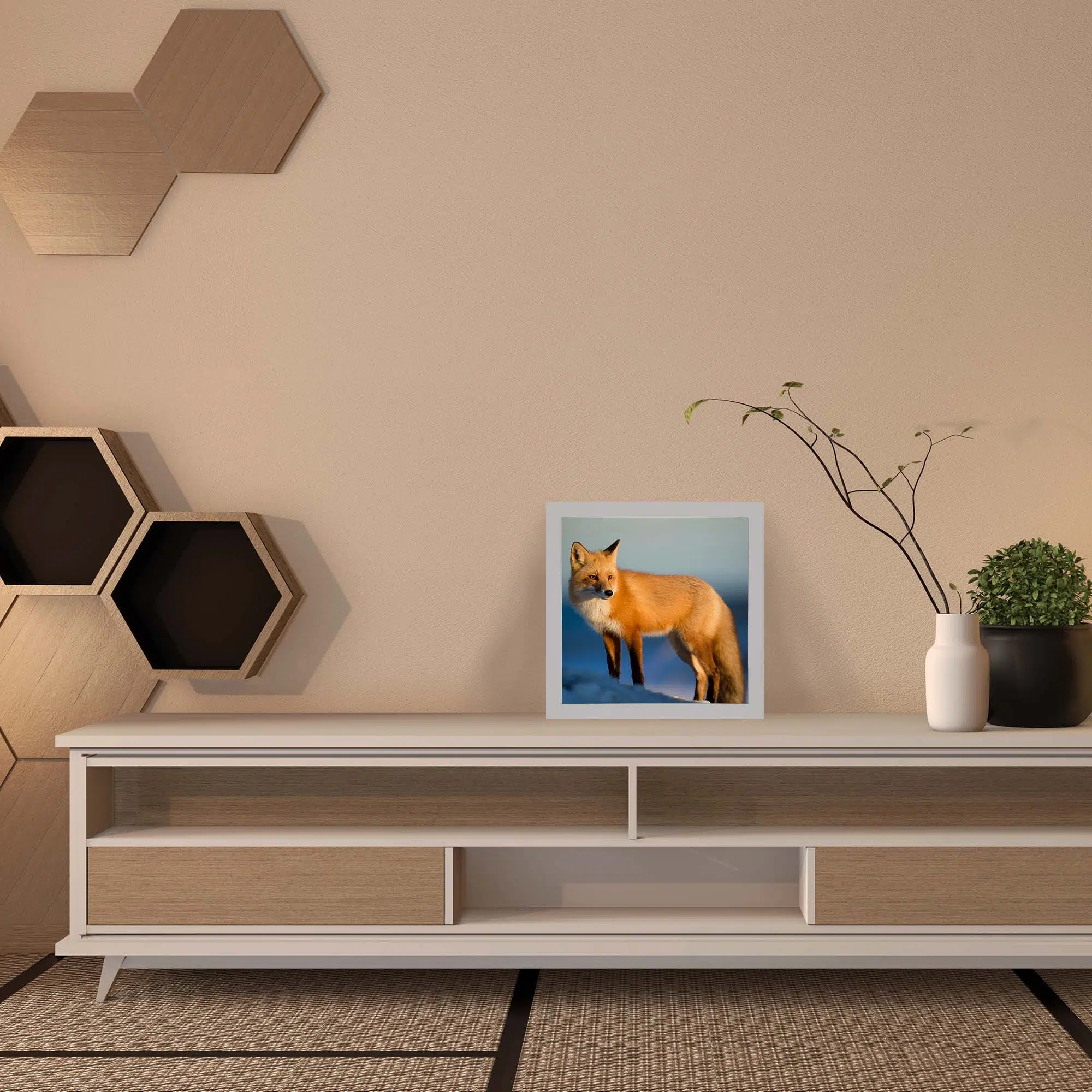 Lampe renard roux éteinte Lampe renard roux éteinte