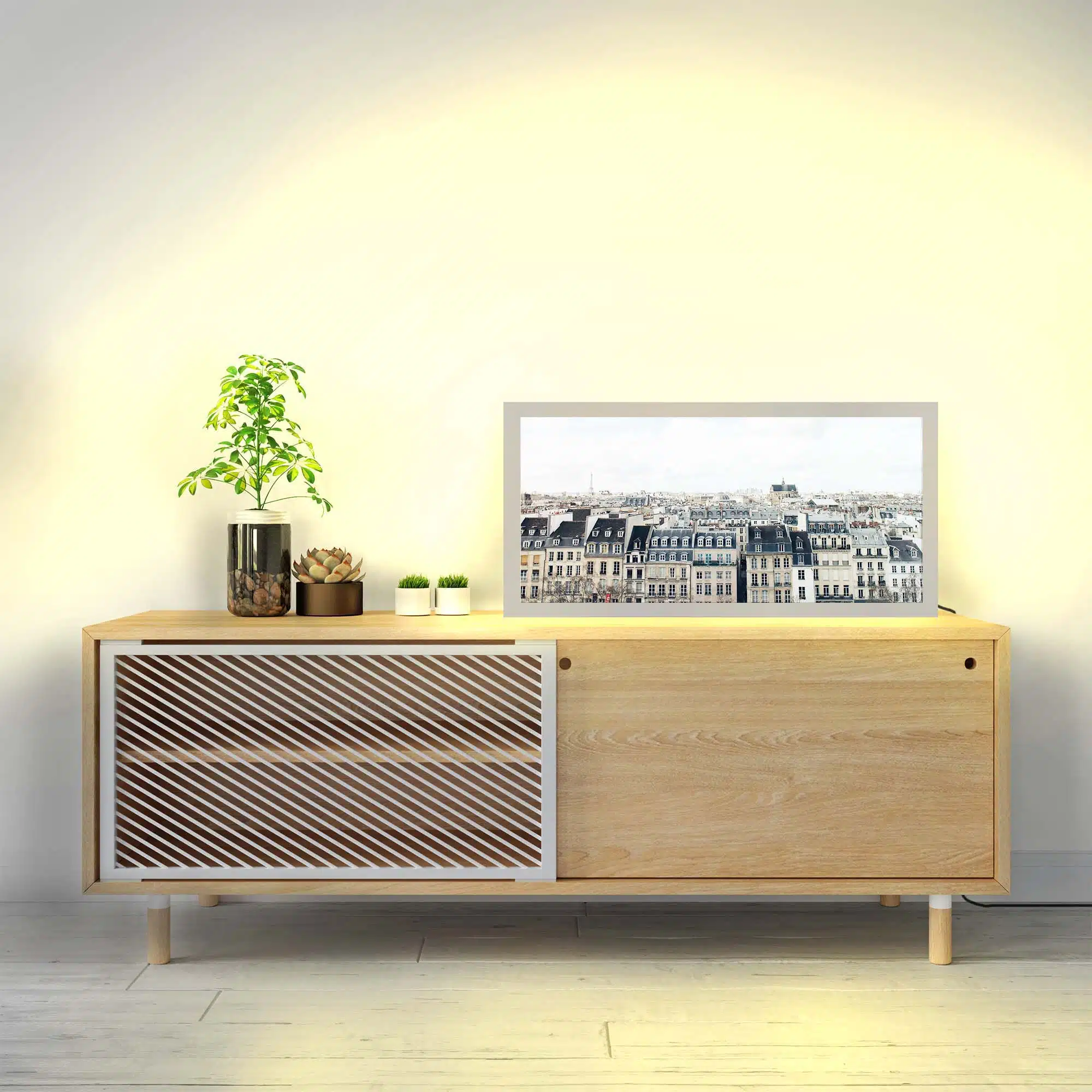 Lampe thème paris allumée