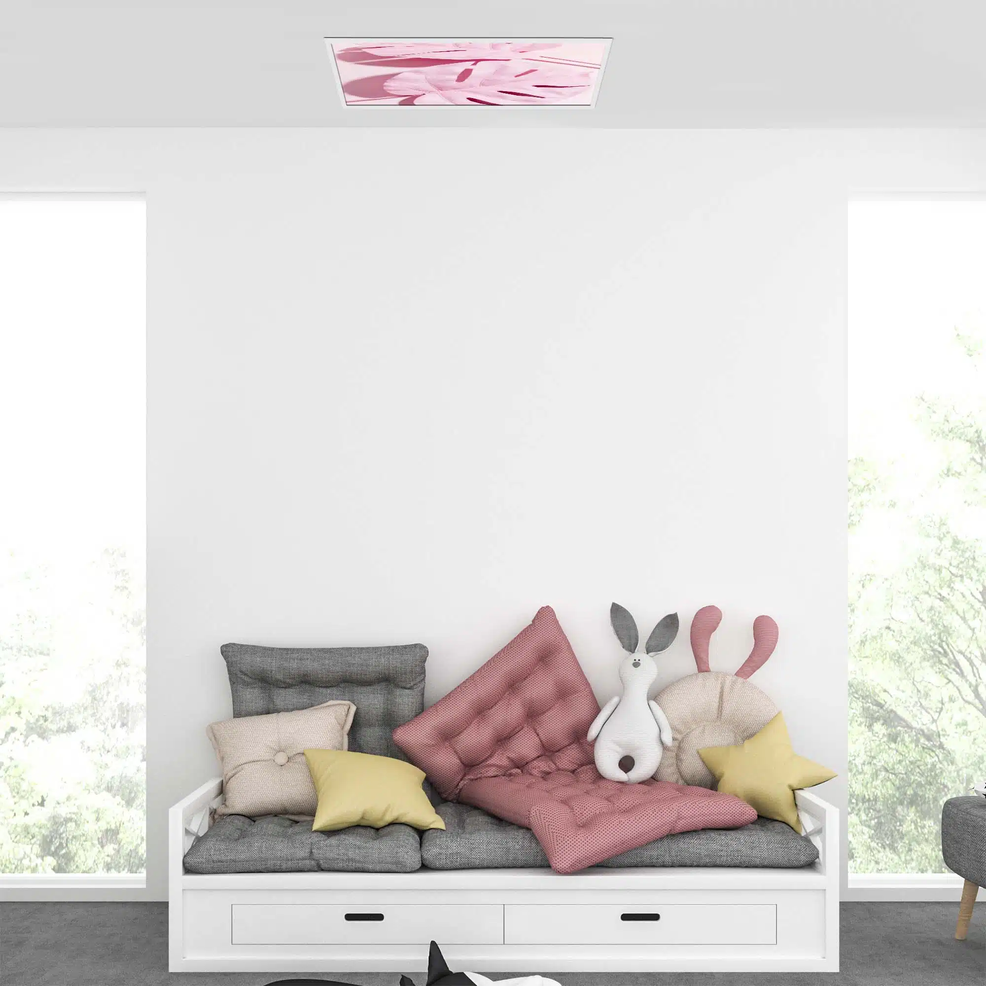 Plafonnier feuille rose éteint Plafonnier feuille rose éteint