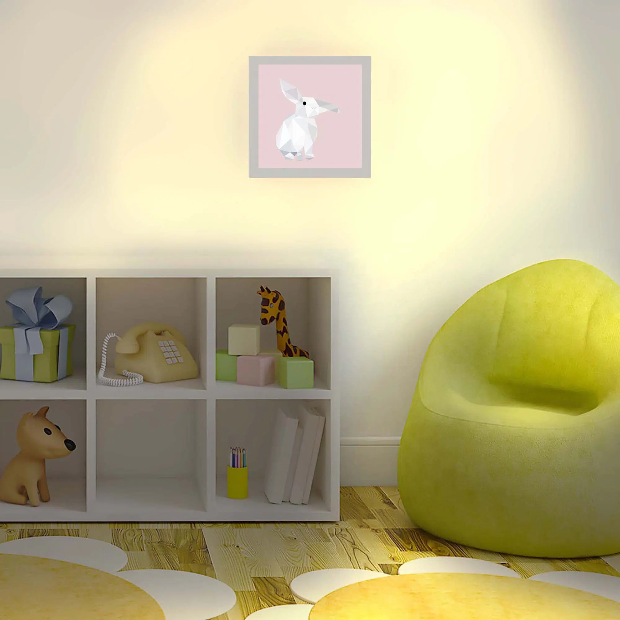 Applique murale lapin rose allumée Applique murale lapin rose allumée