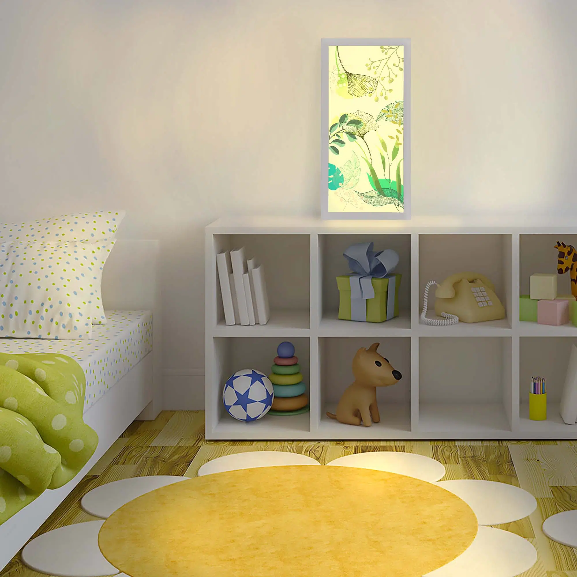 Lampe ginkgo verticale allumée Lampe ginkgo verticale allumée
