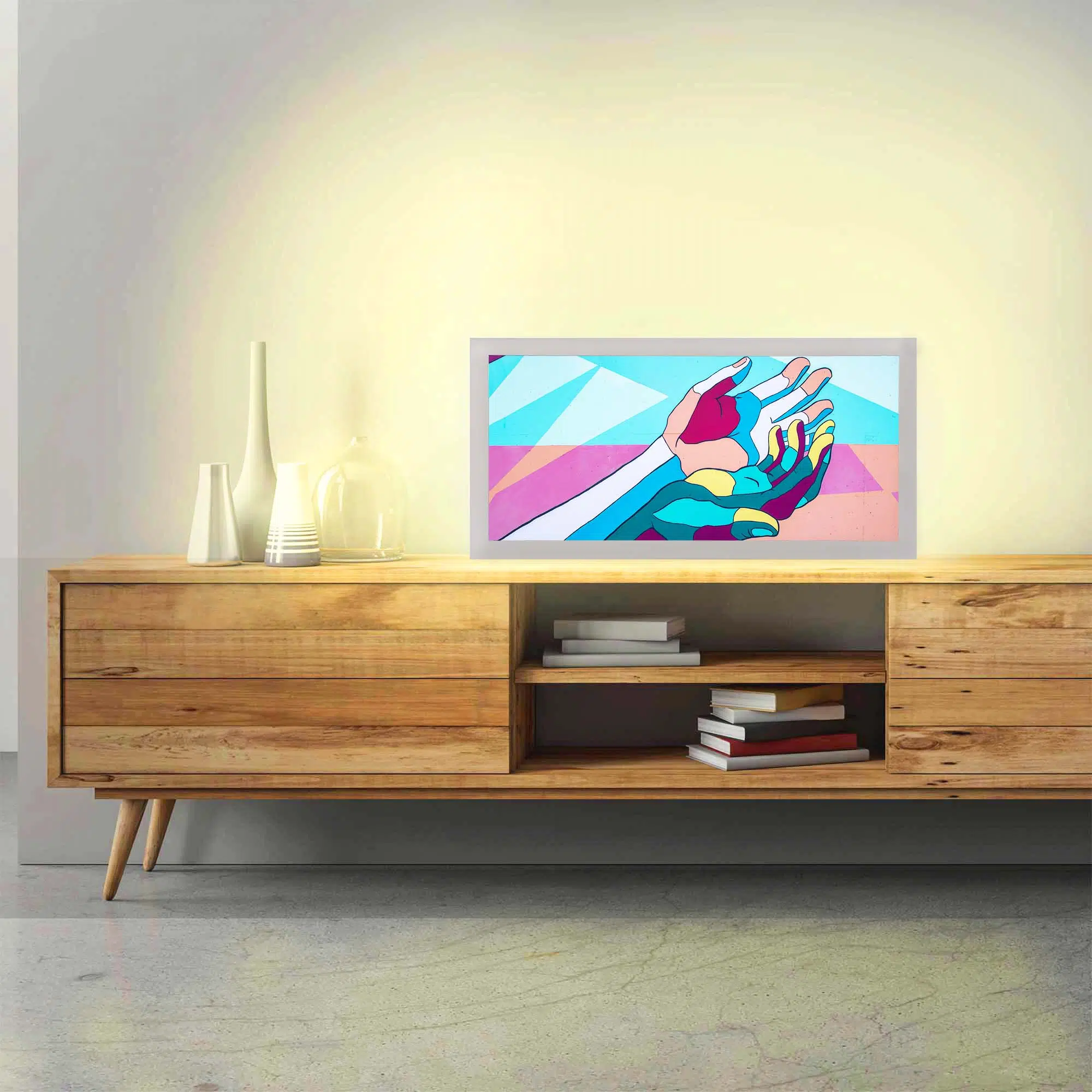 Lampe main horizontale allumée