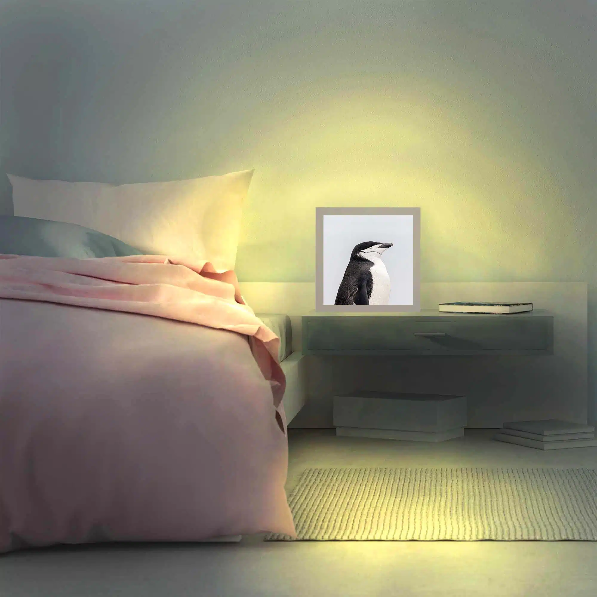 Lampe manchot allumée Lampe manchot allumée