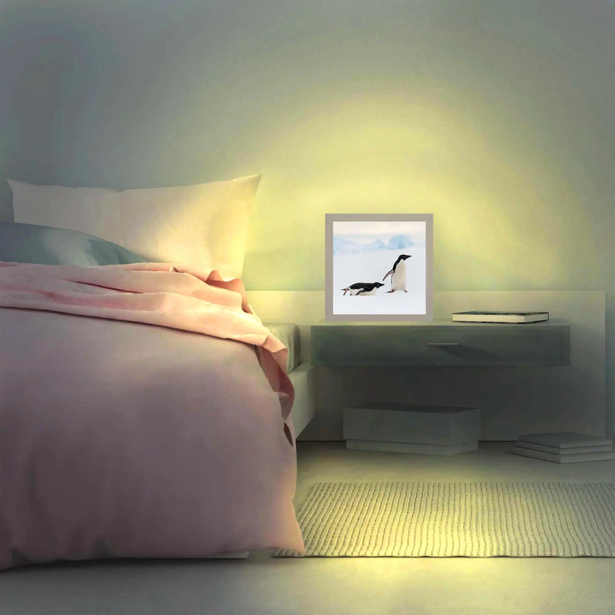 Lampe manchots allumée Lampe manchots allumée