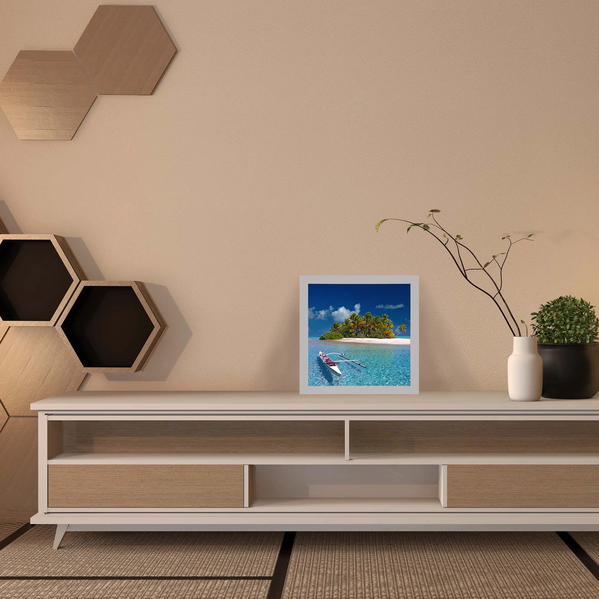 Lampe polynésie éteinte Lampe polynésie éteinte