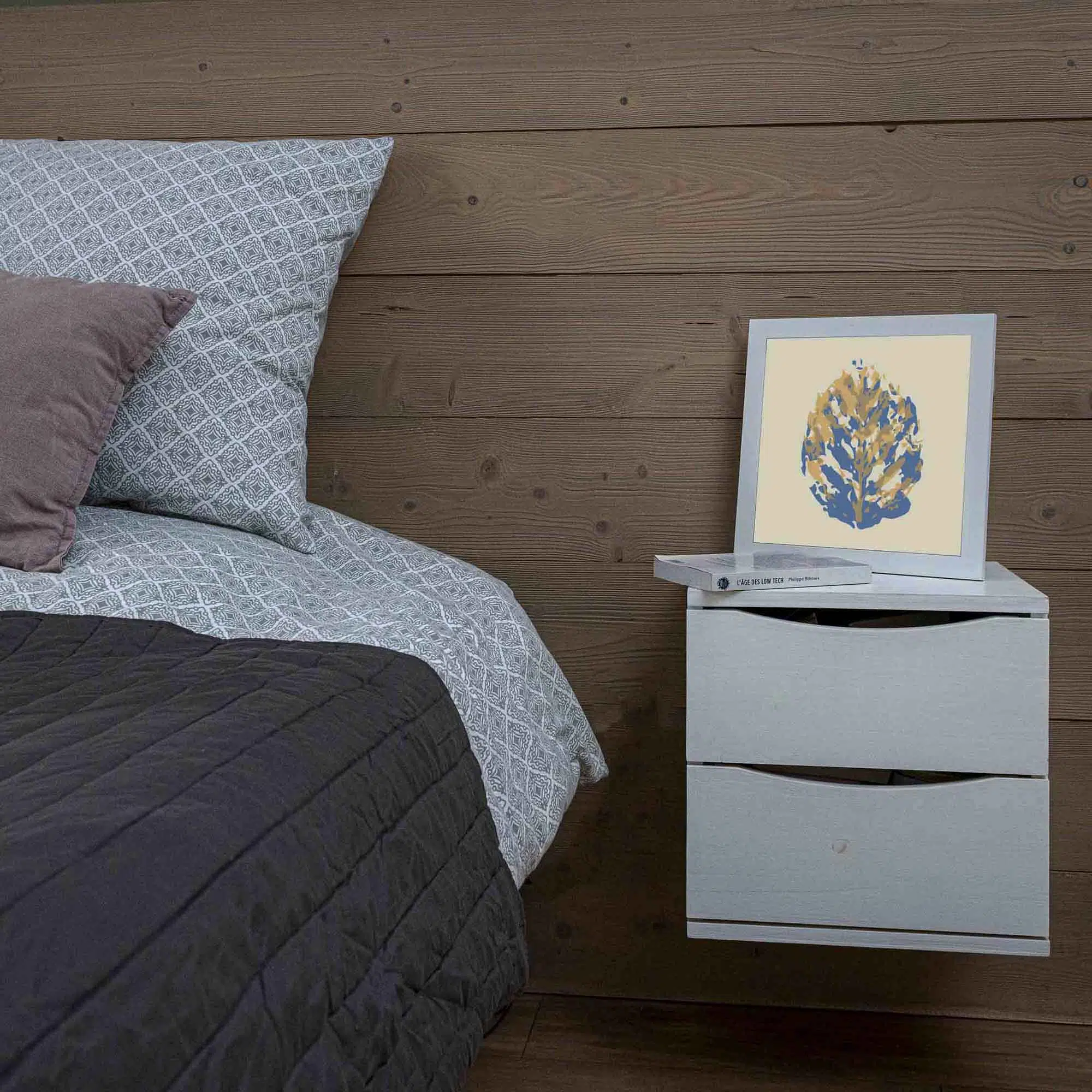Lampe feuille jaune et bleue éteinte Lampe feuille jaune et bleue éteinte