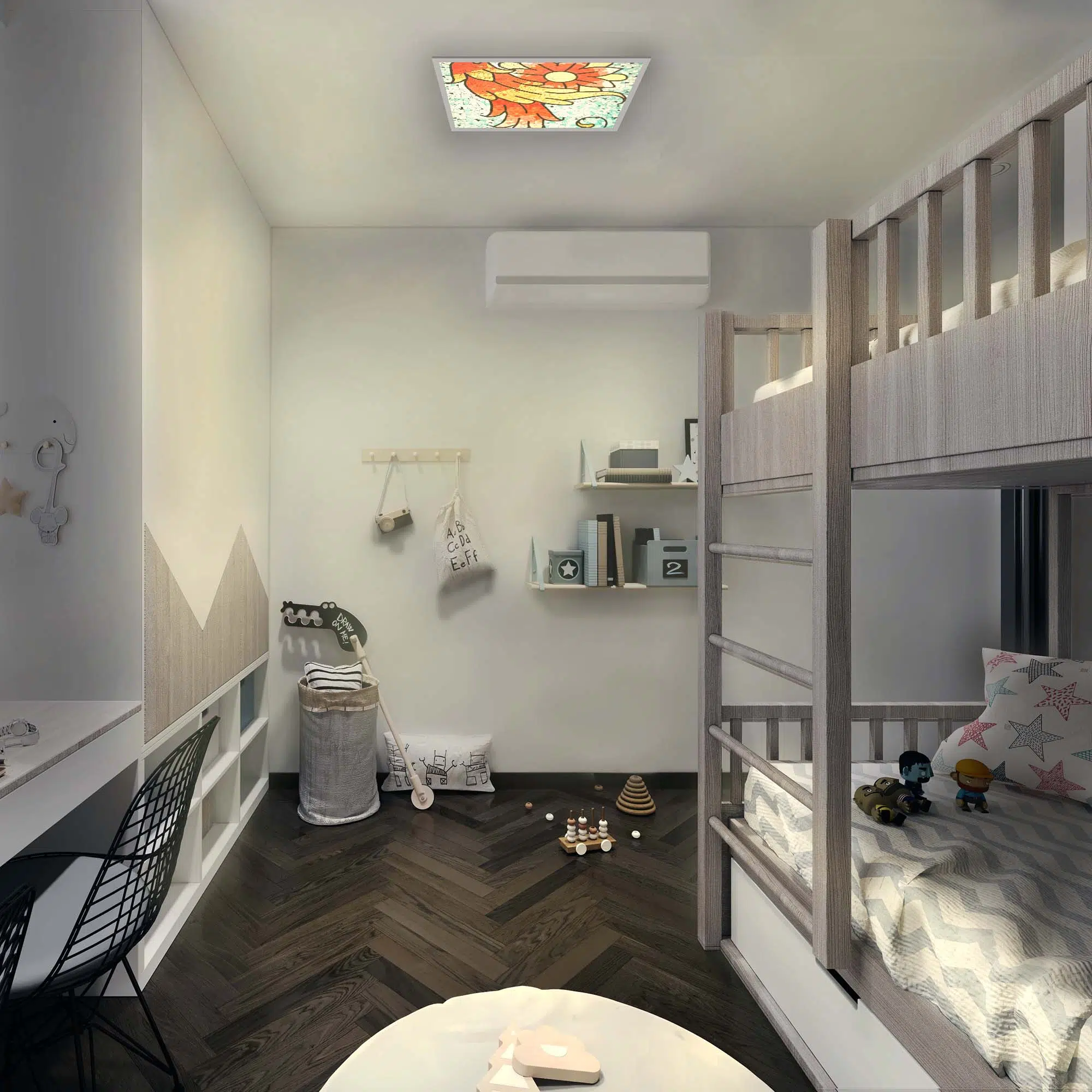 Plafonnier fleur rouge allumé Plafonnier fleur rouge allumé