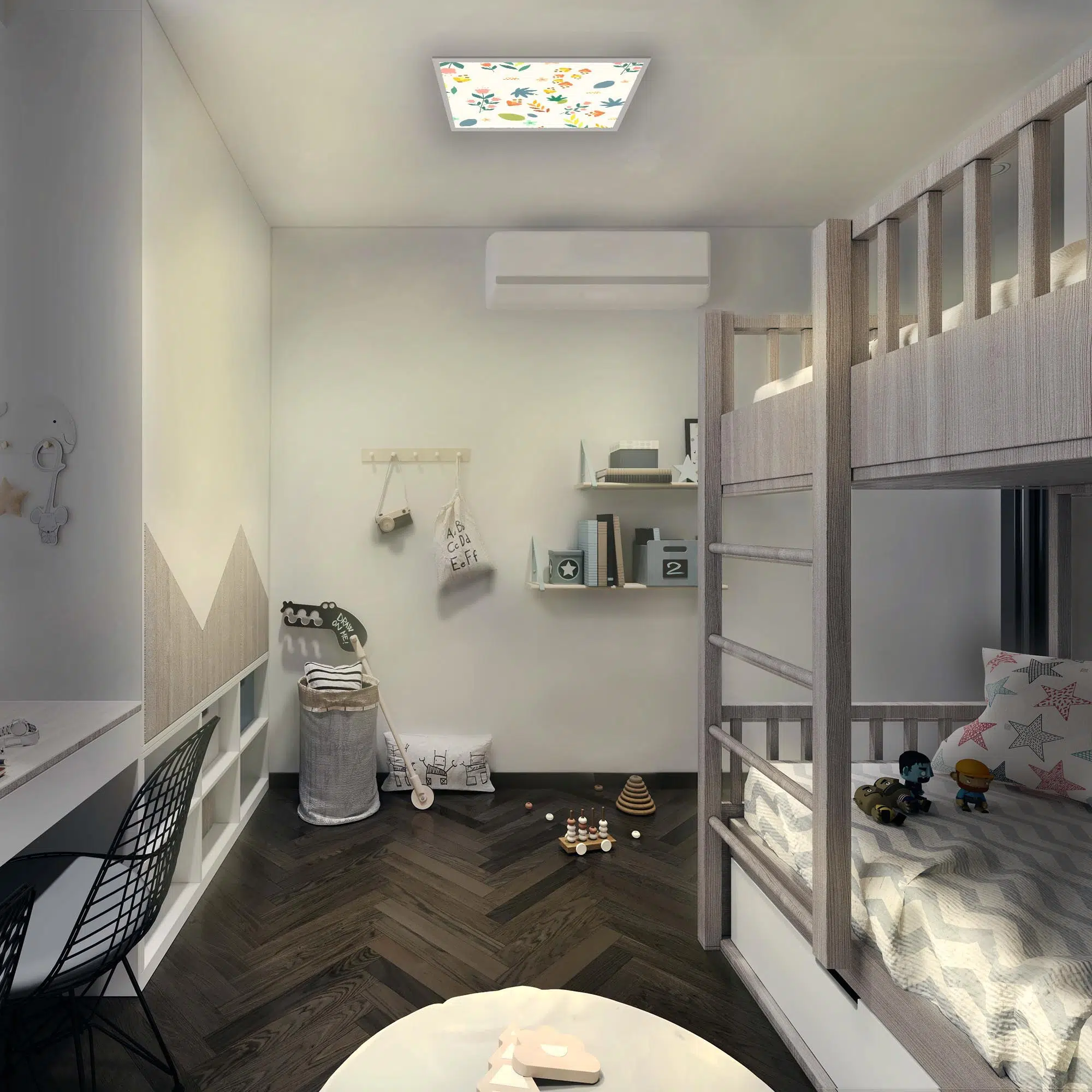 Plafonnier fleurs des champs allumé