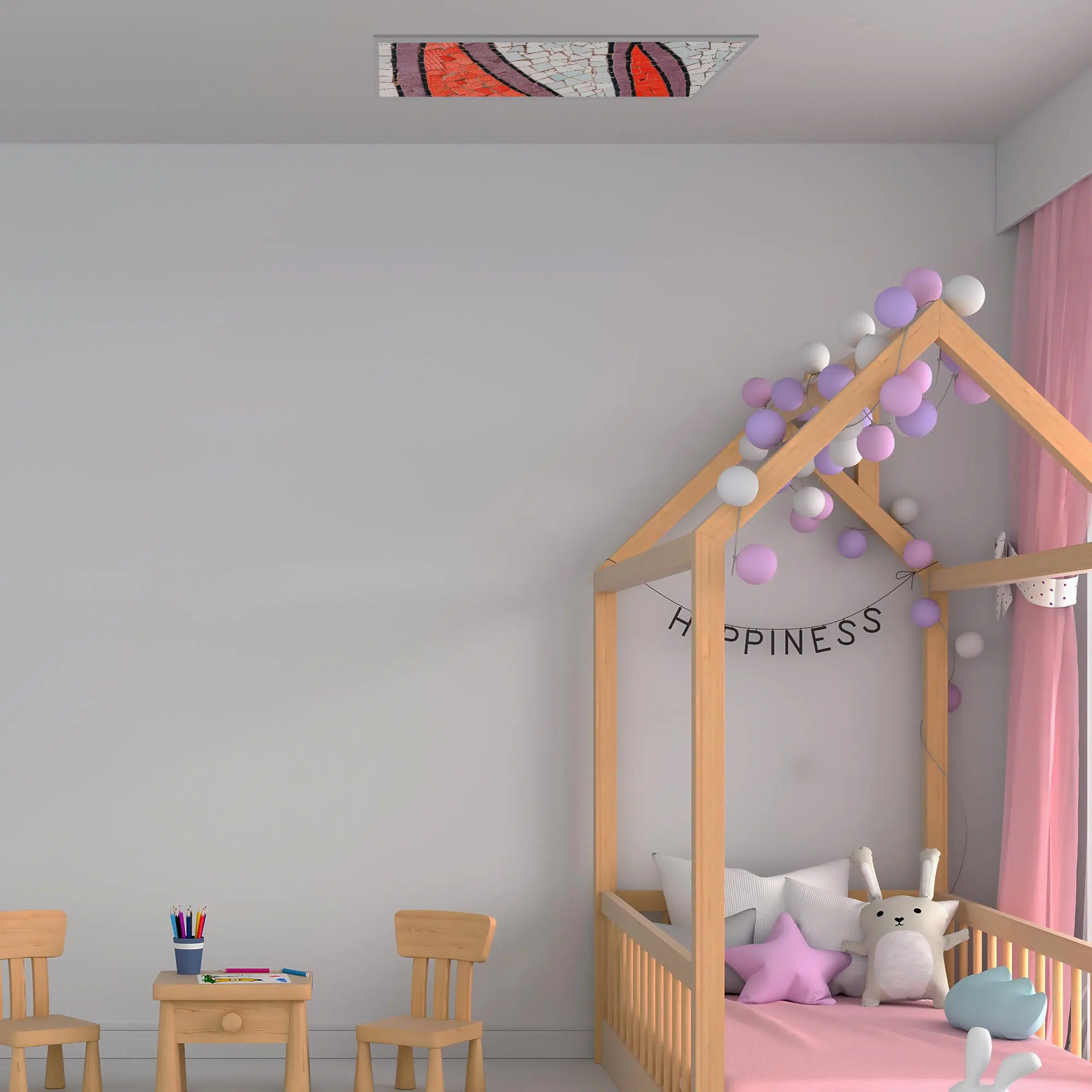 Plafonnier mosaique rouge éteint Plafonnier mosaique rouge éteint