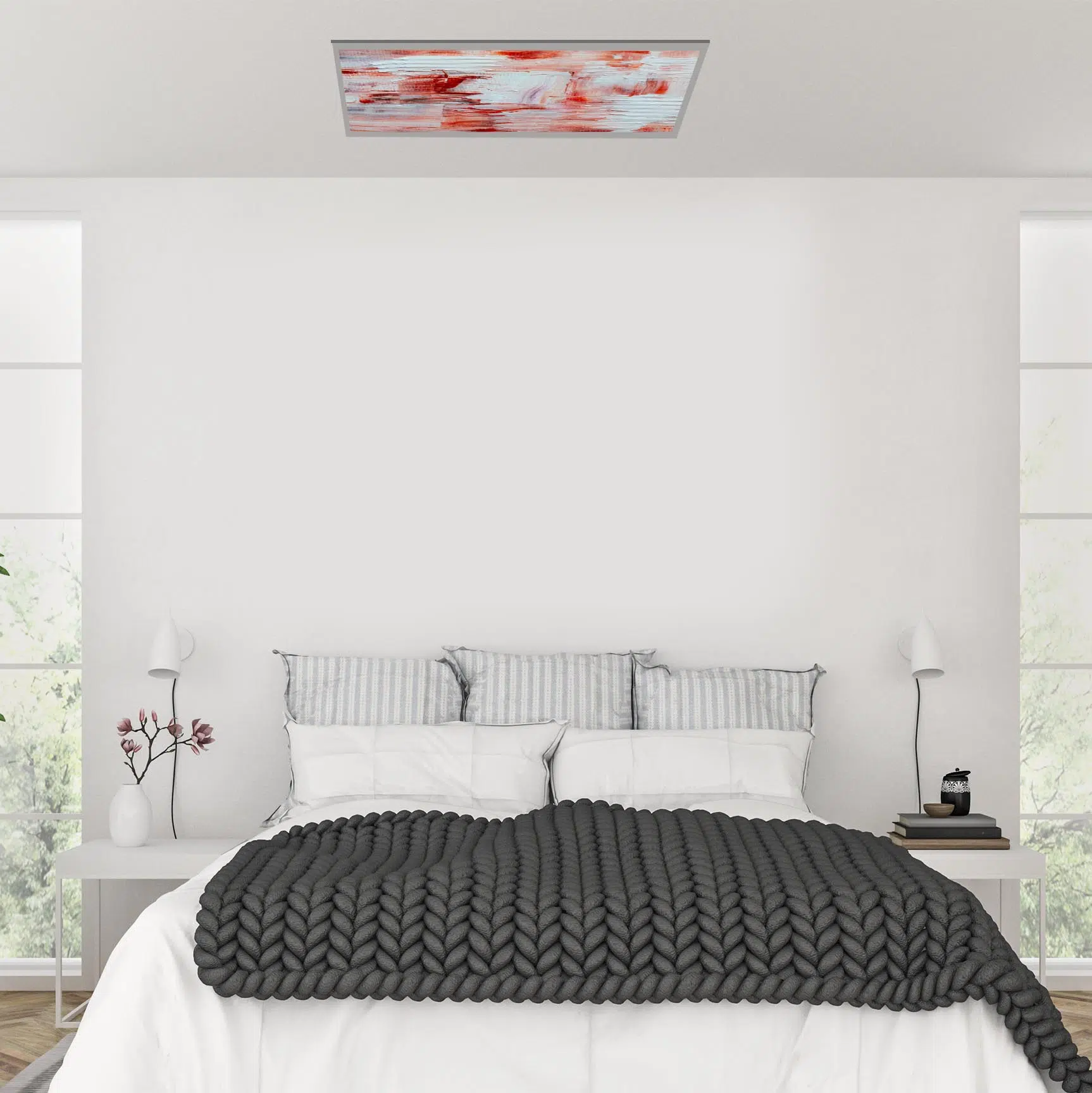 Plafonnier peinture abstraite éteint