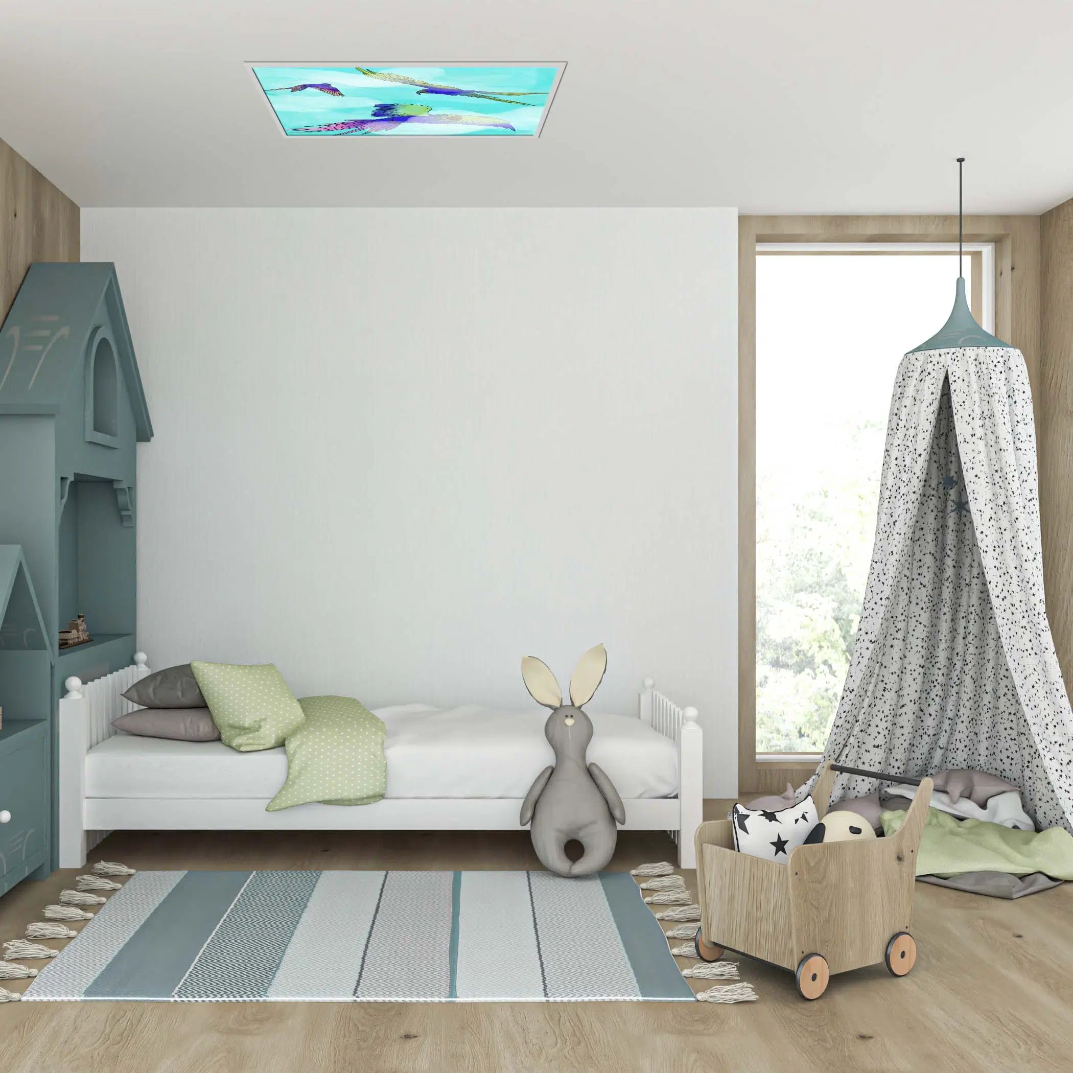 Plafonnier perroquets éteint