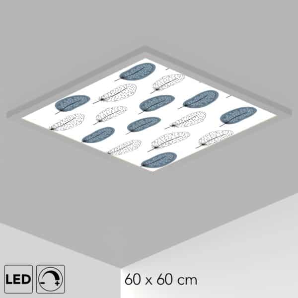 Plafonnier plumes bleues et blanches