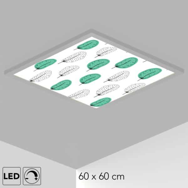 Plafonnier plumes vertes et blanches