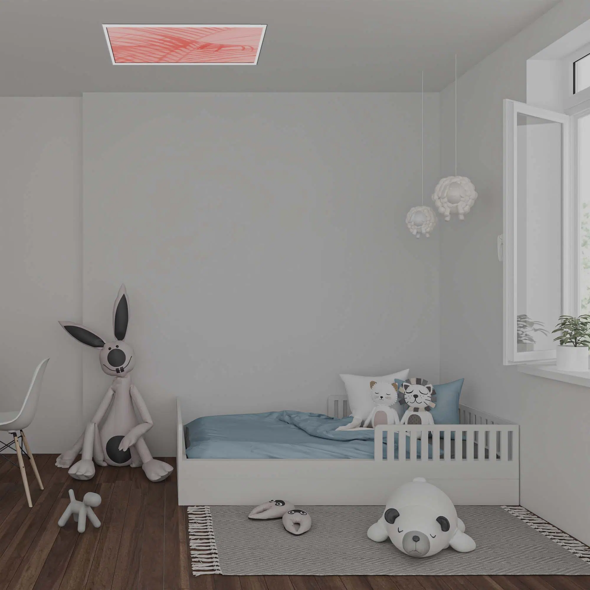 Plafonnier rose éteint