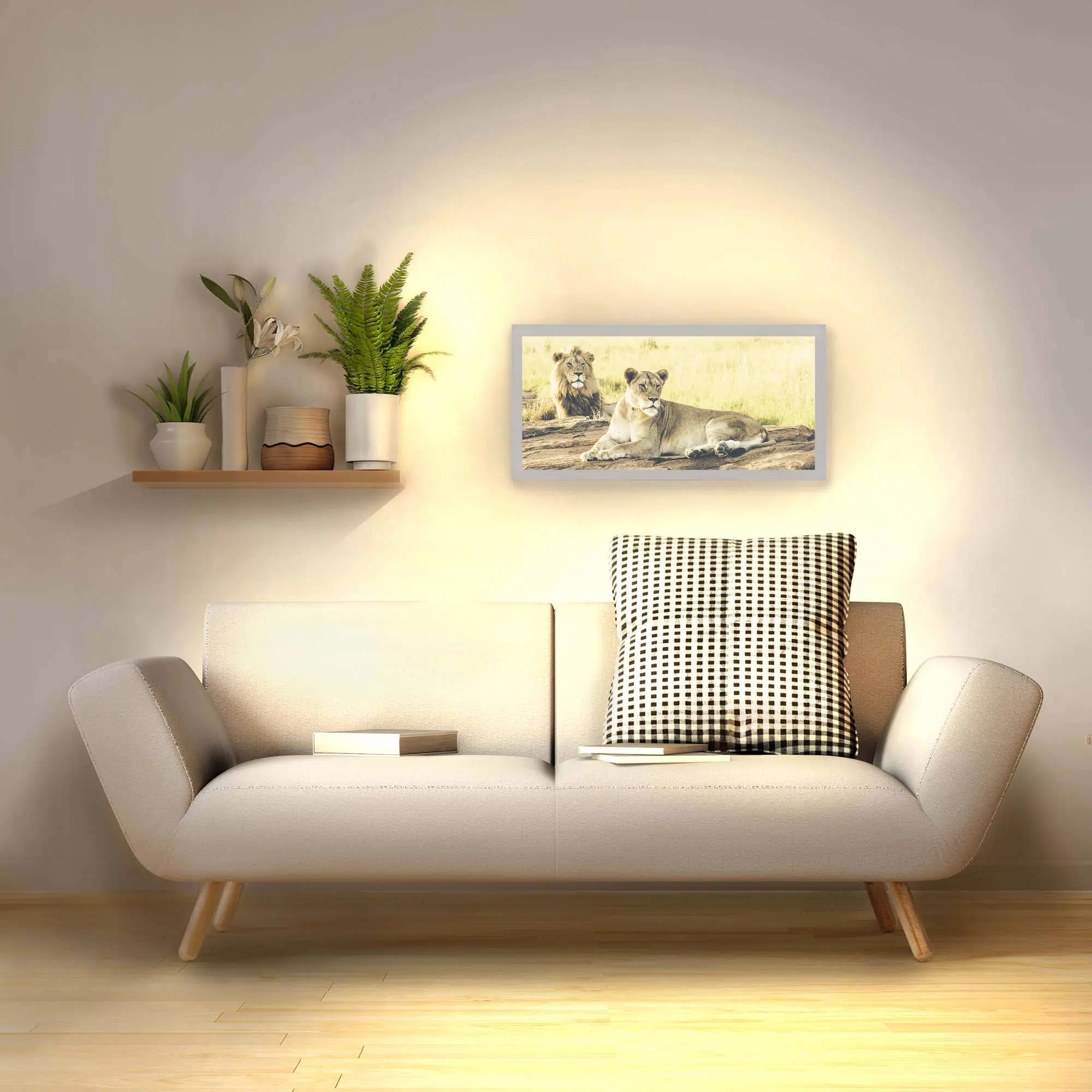 Applique murale lions allumée