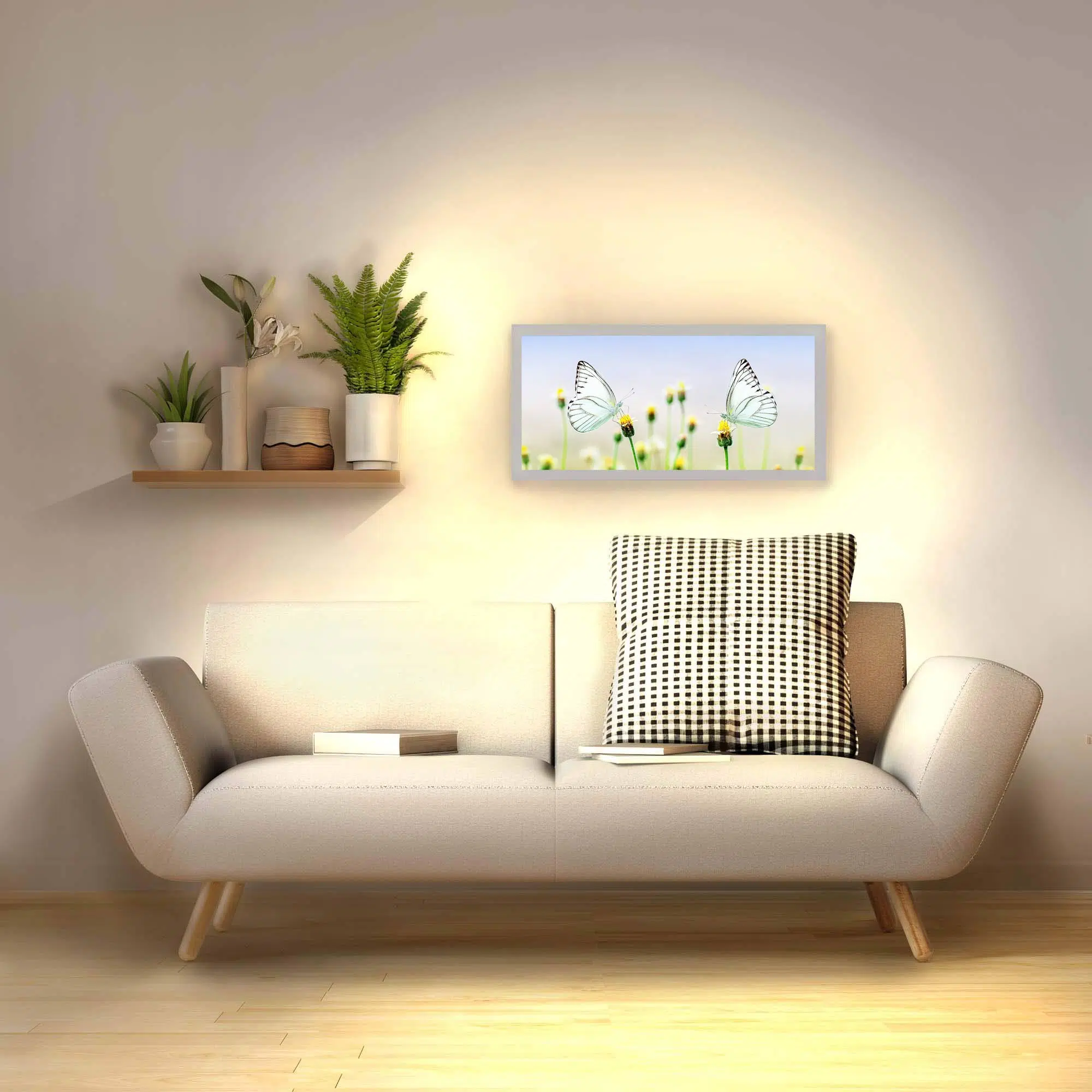 Applique murale papillons allumée