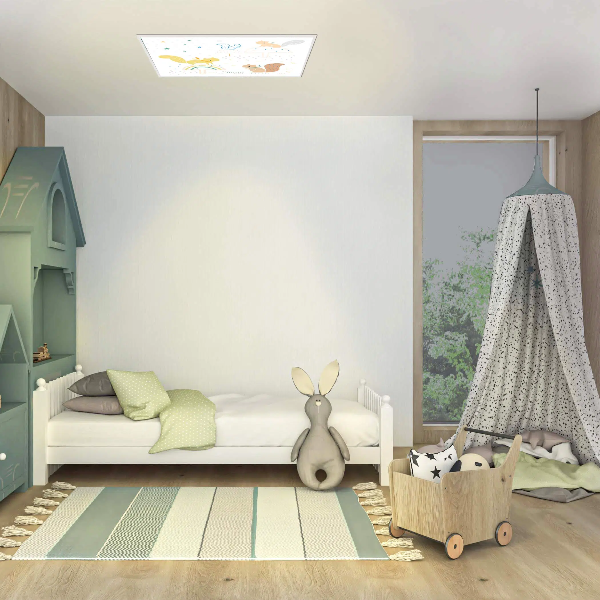 Plafonnier écureuils allumé Plafonnier écureuils allumé