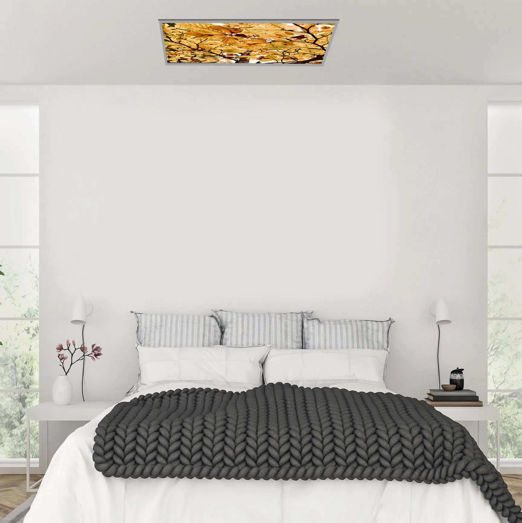 Plafonnier feuilles automne éteint