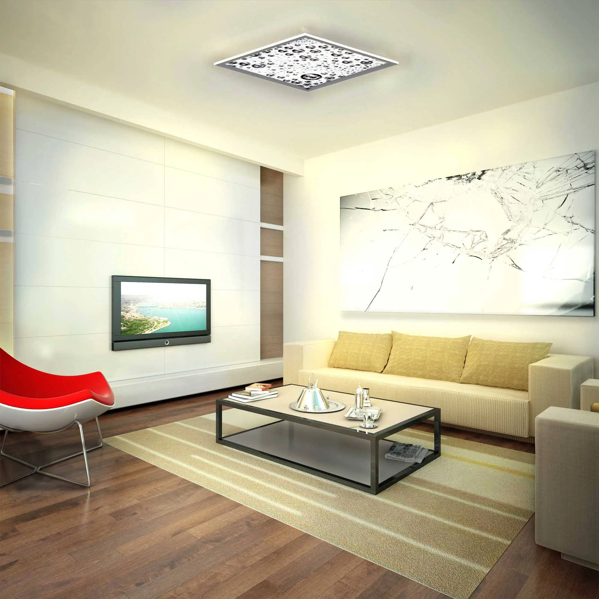 Plafonnier goutelettes allumé