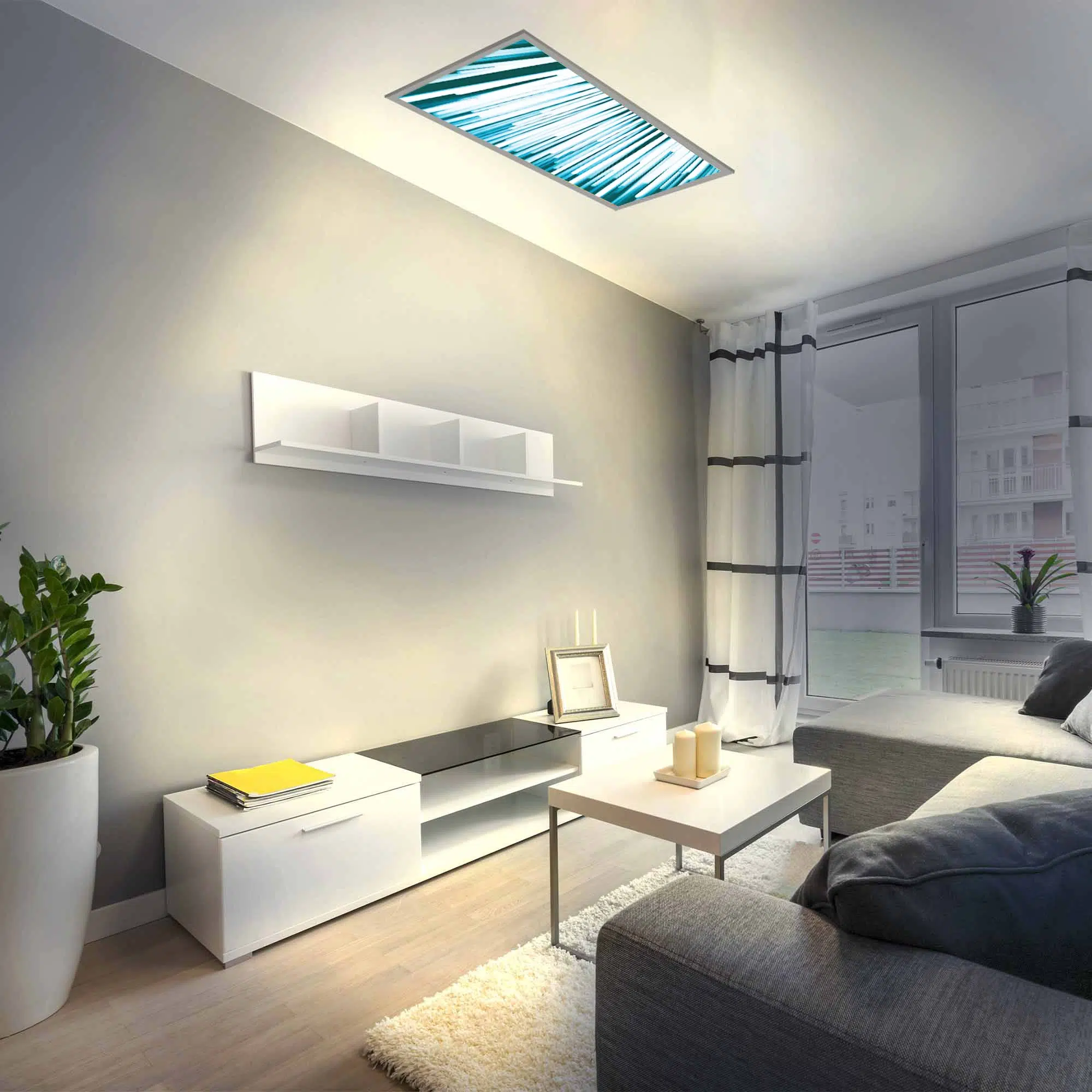 Plafonnier rayonnement allumé