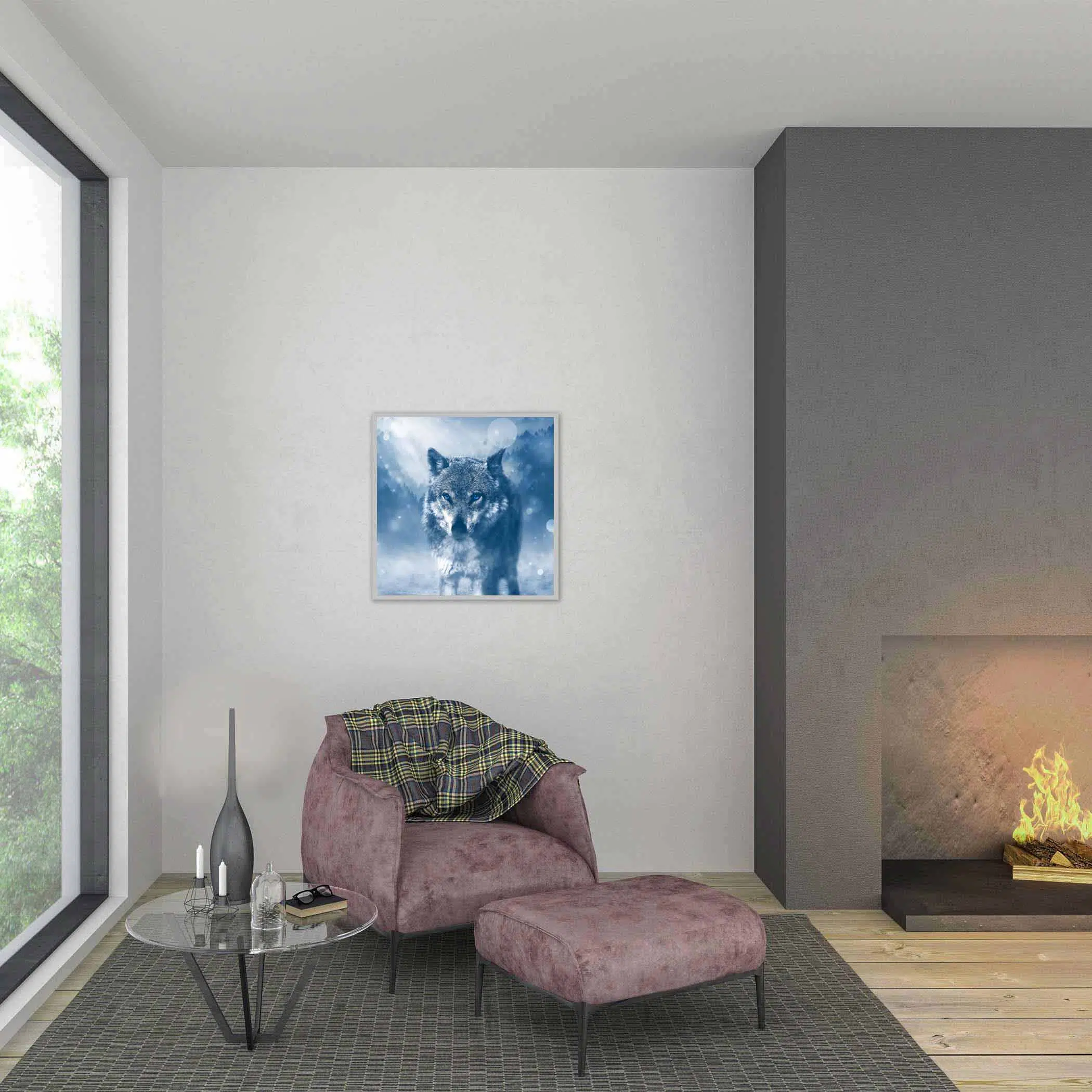 Applique murale loup gris éteinte Applique murale loup gris éteinte