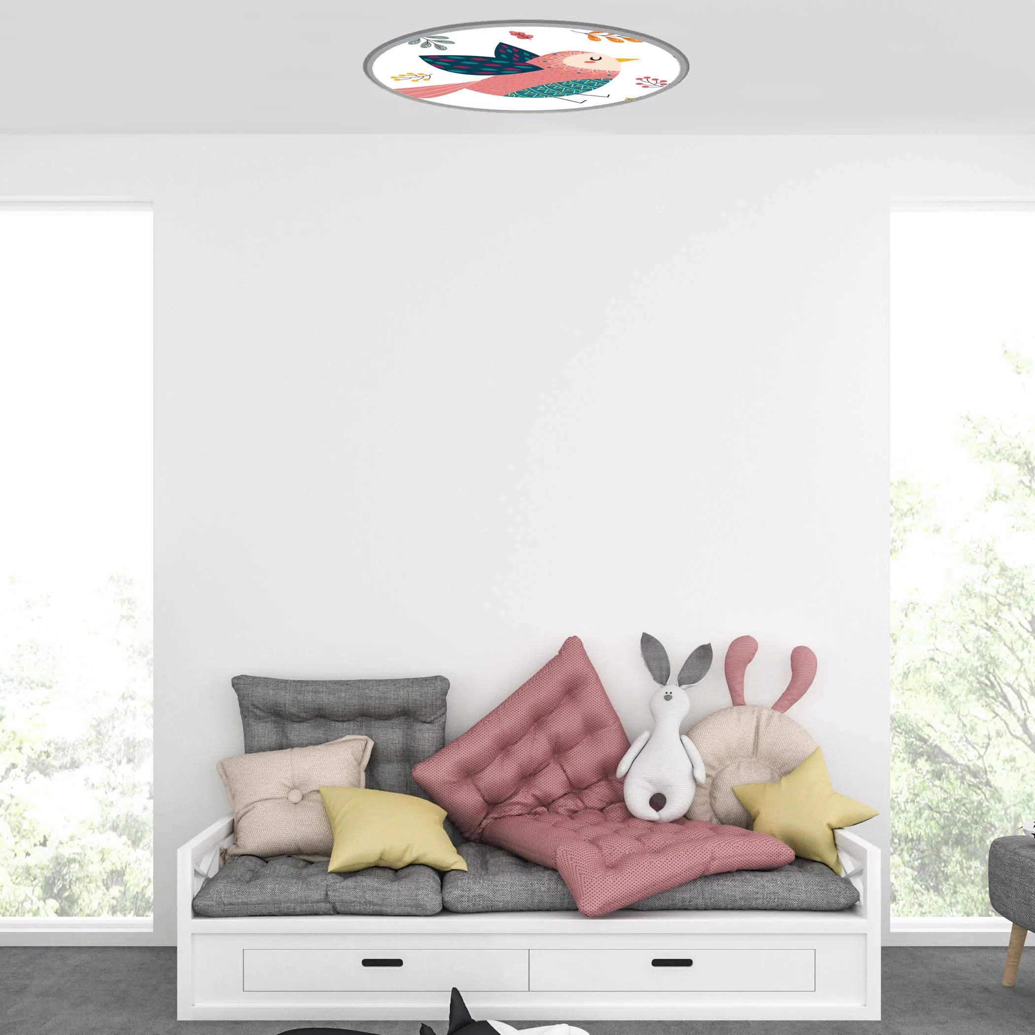 Plafonnier oiseau rond éteint