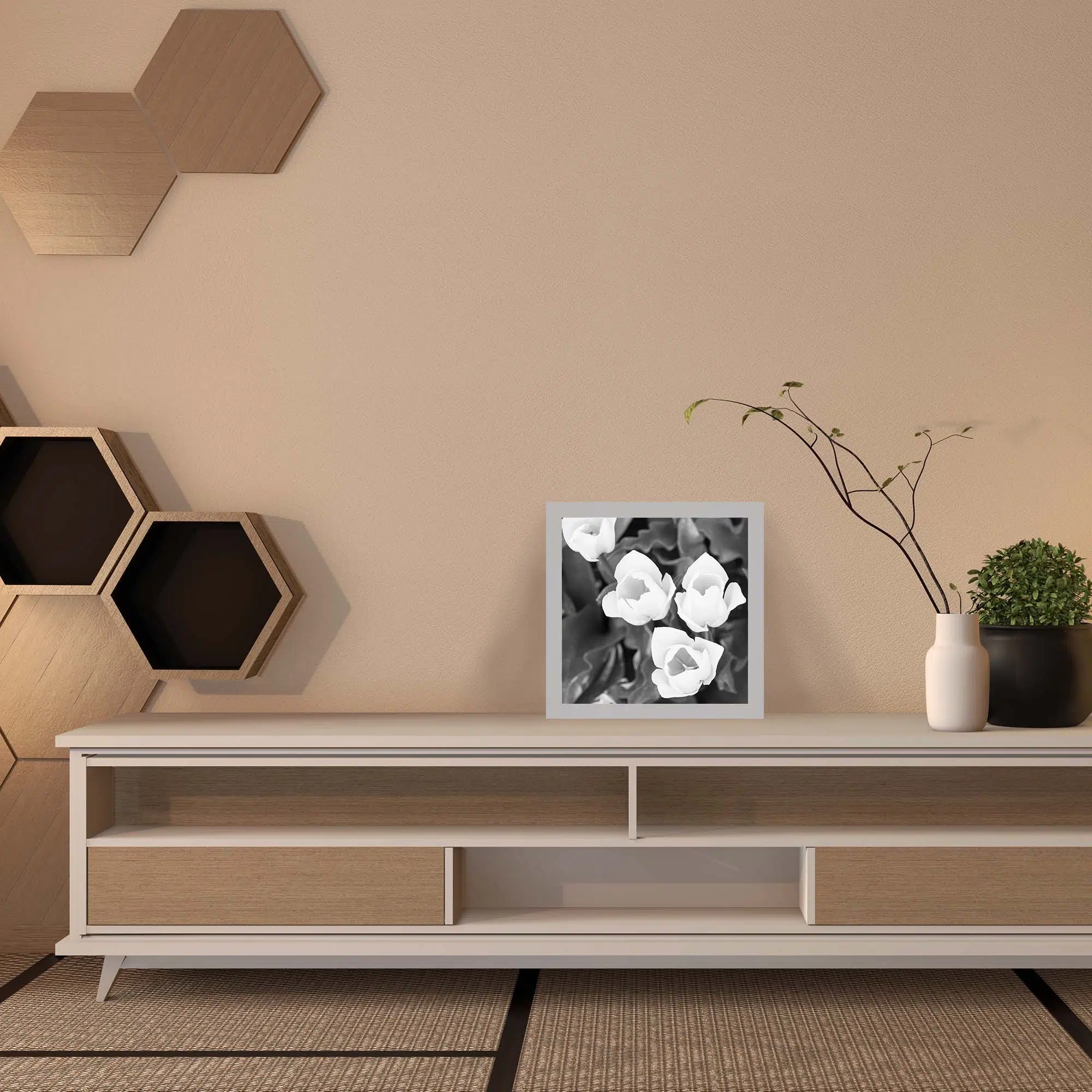 Lampe fleurs blanches éteinte Lampe fleurs blanches éteinte