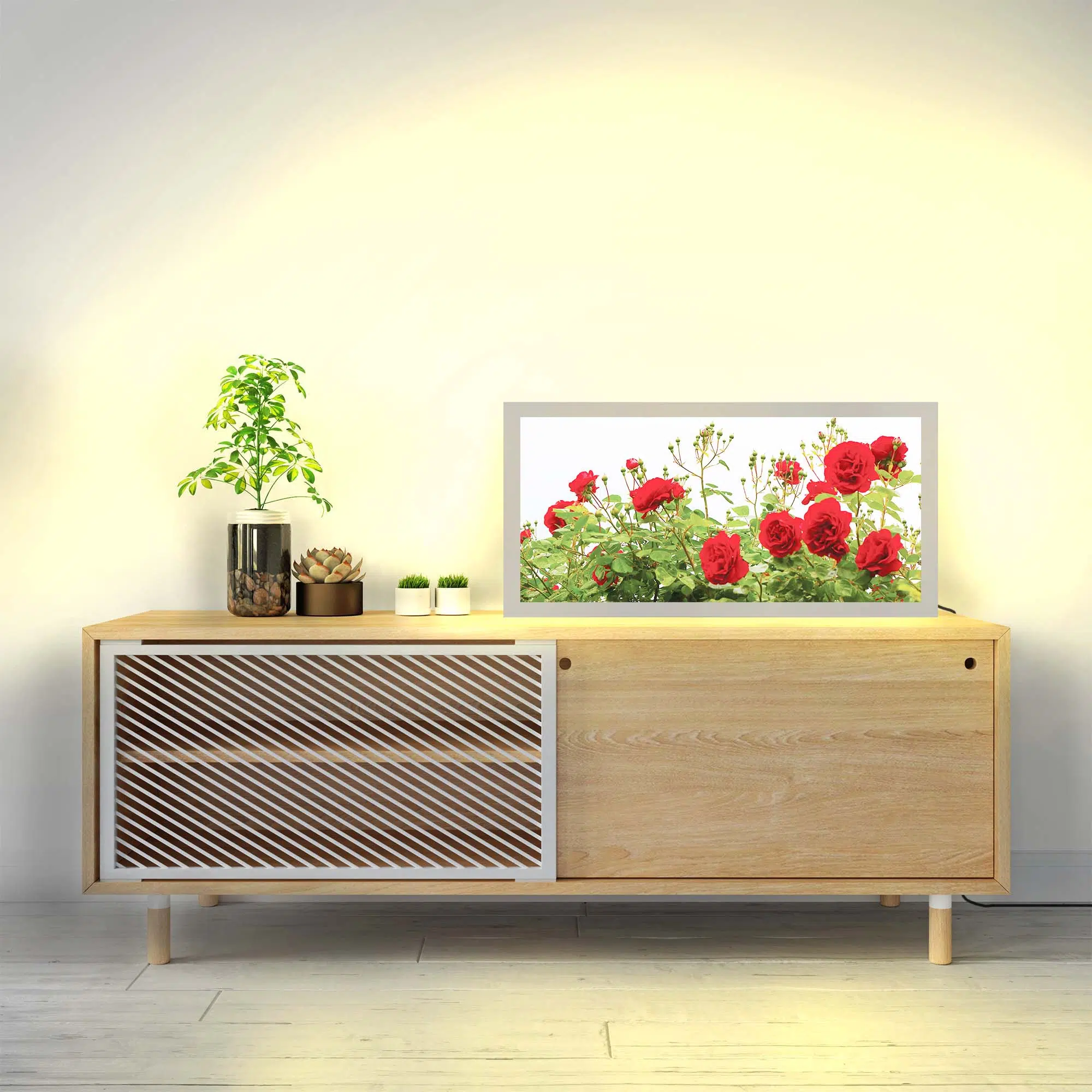 Lampe roses rouges allumée Lampe roses rouges allumée