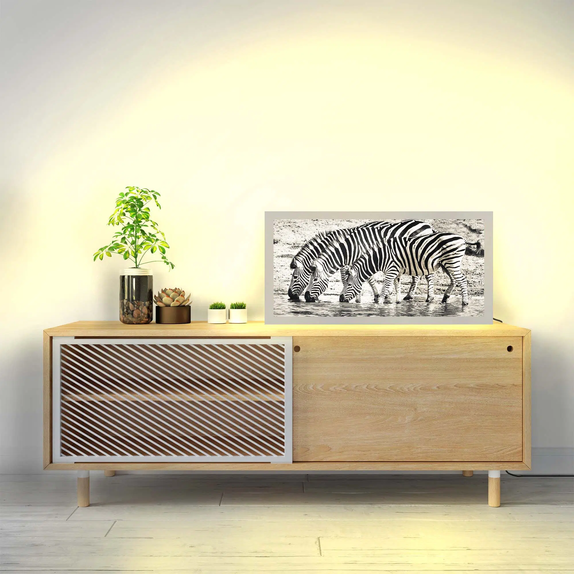 Lampe zèbres allumée Lampe zèbres allumée