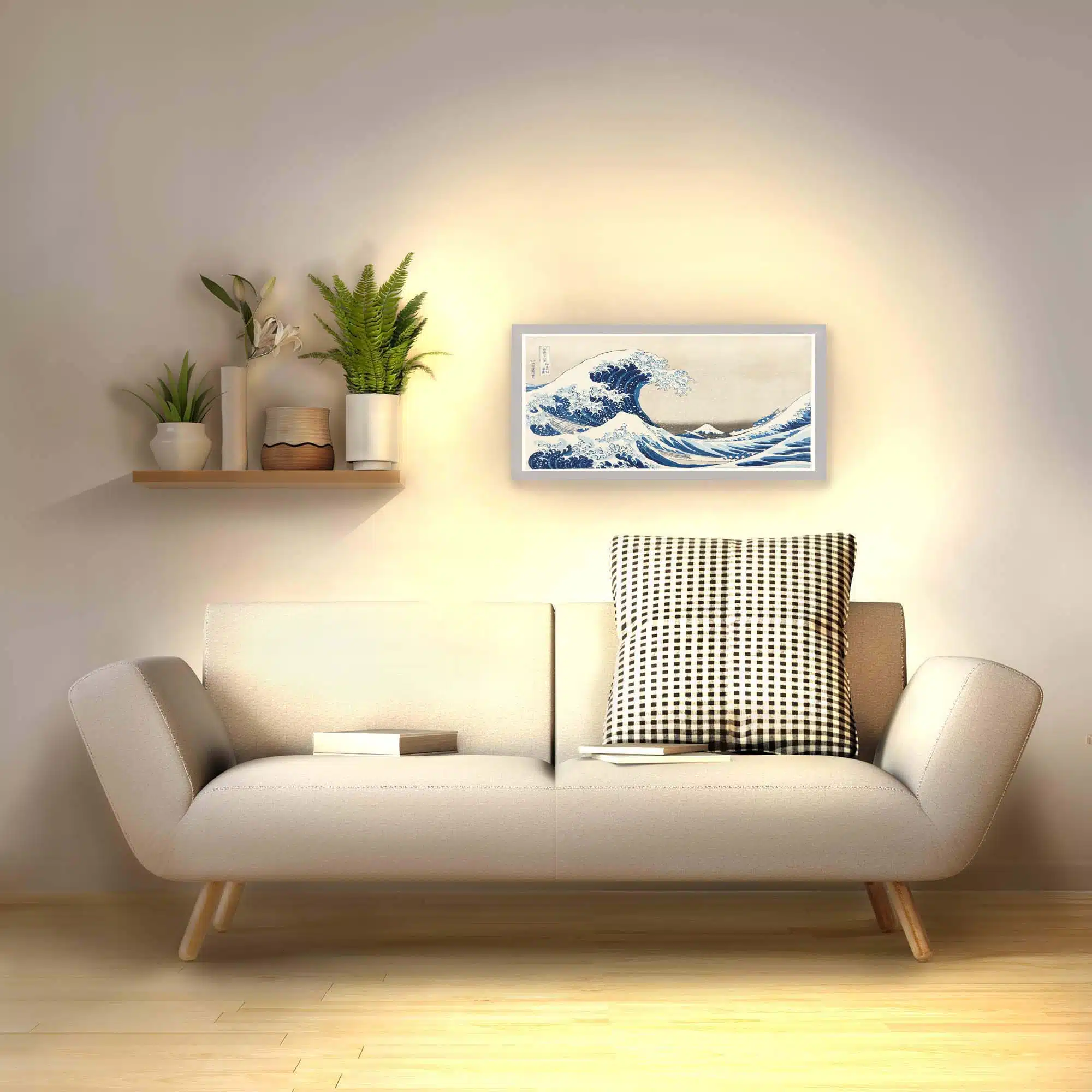 Applique murale grande vague allumée Applique murale grande vague allumée