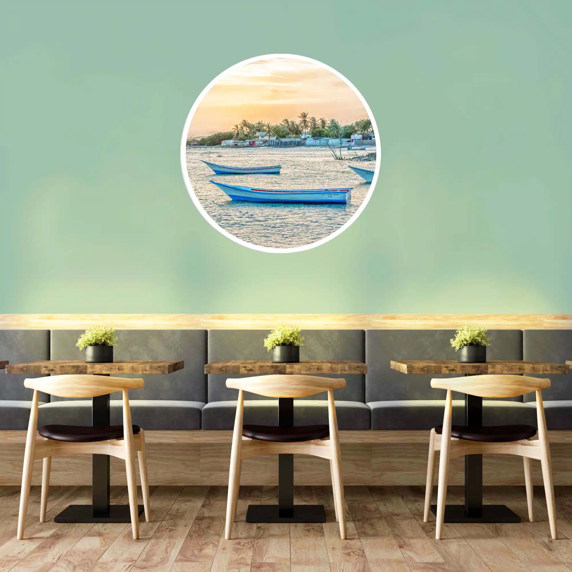 Tableau LED rond personnalisable allumé