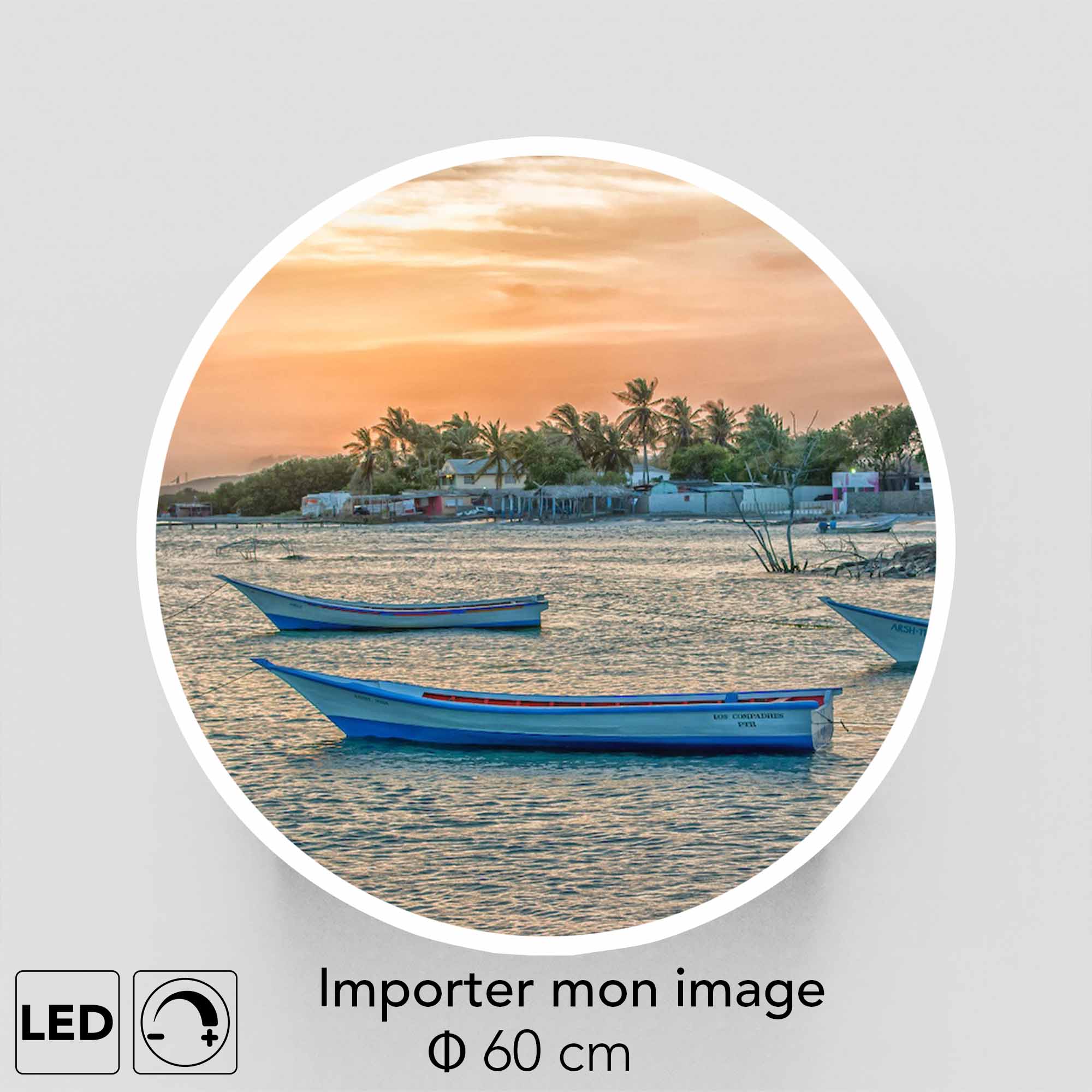 Tableau LED rond personnalisable