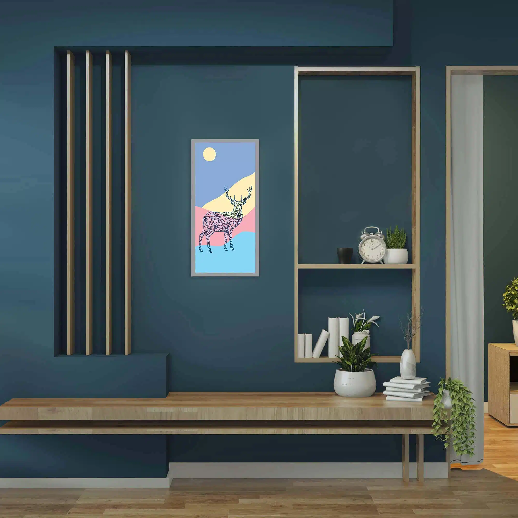 Applique murale cerf verticale éteinte Applique murale cerf verticale éteinte