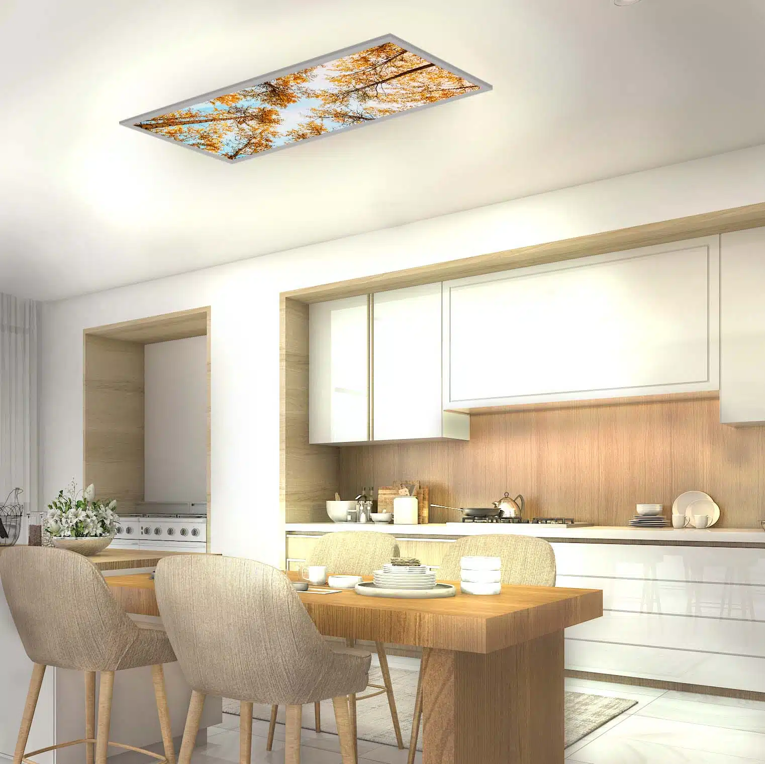 Plafonnier forêt d'arbres allumé