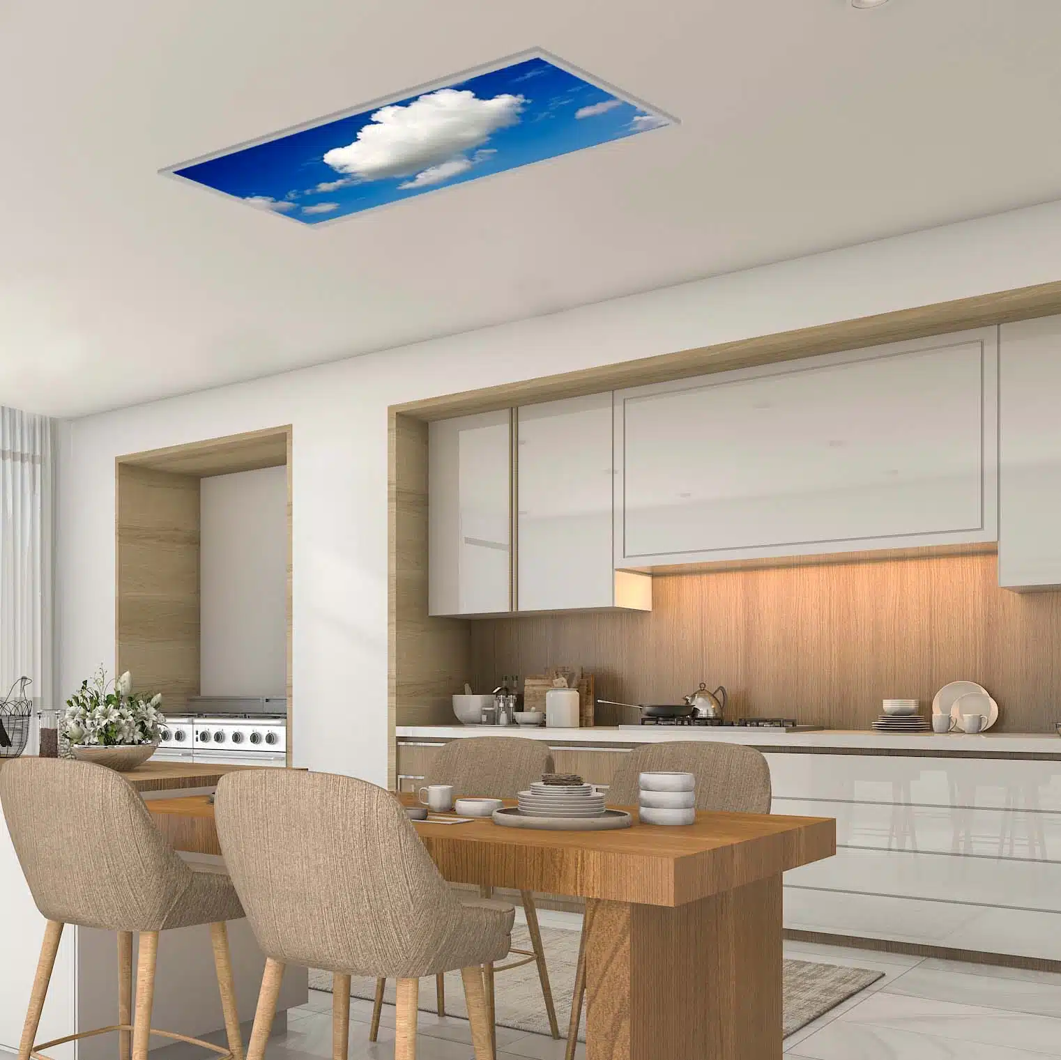 Plafonnier nuage dans le ciel bleu éteint Plafonnier nuage dans le ciel bleu éteint