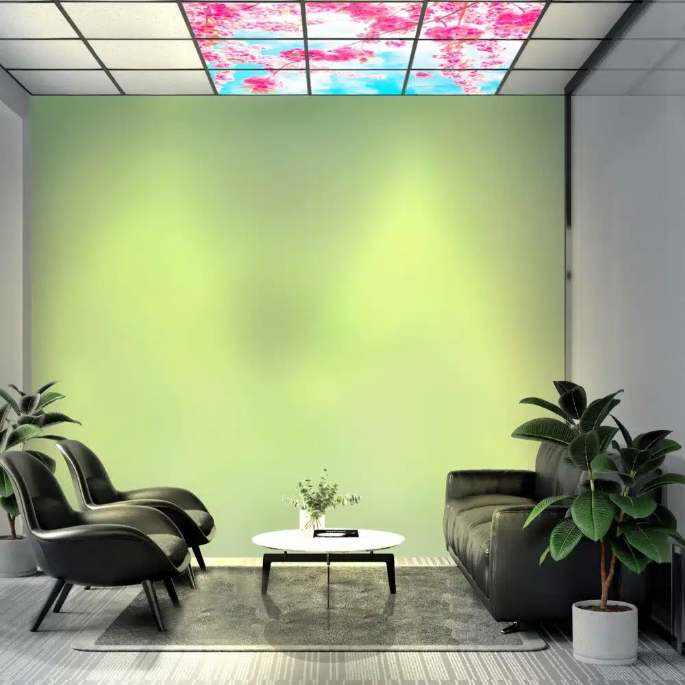 Panneau LED ciel et fleurs allumé