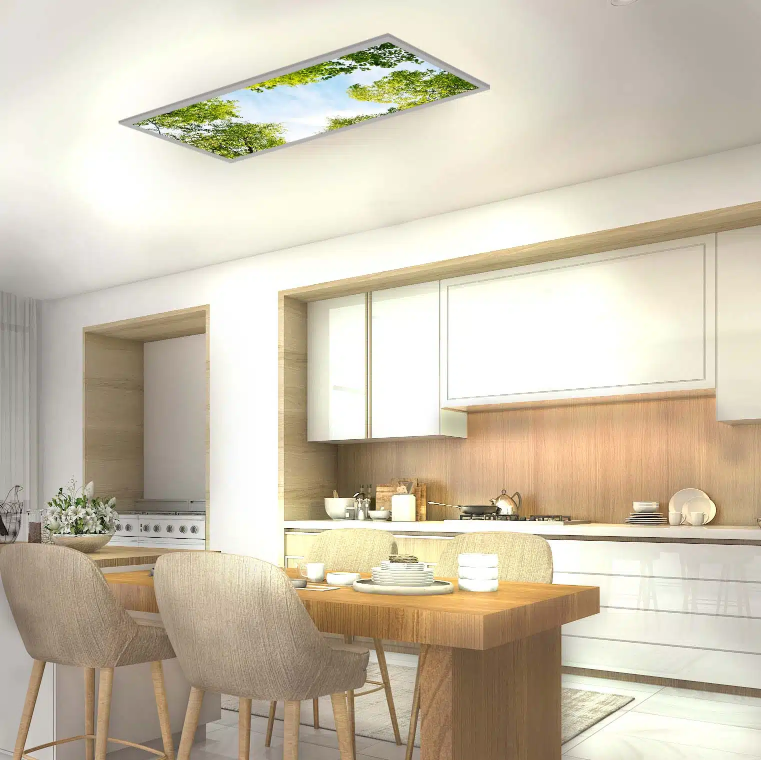 Plafonnier ciel végétation allumé