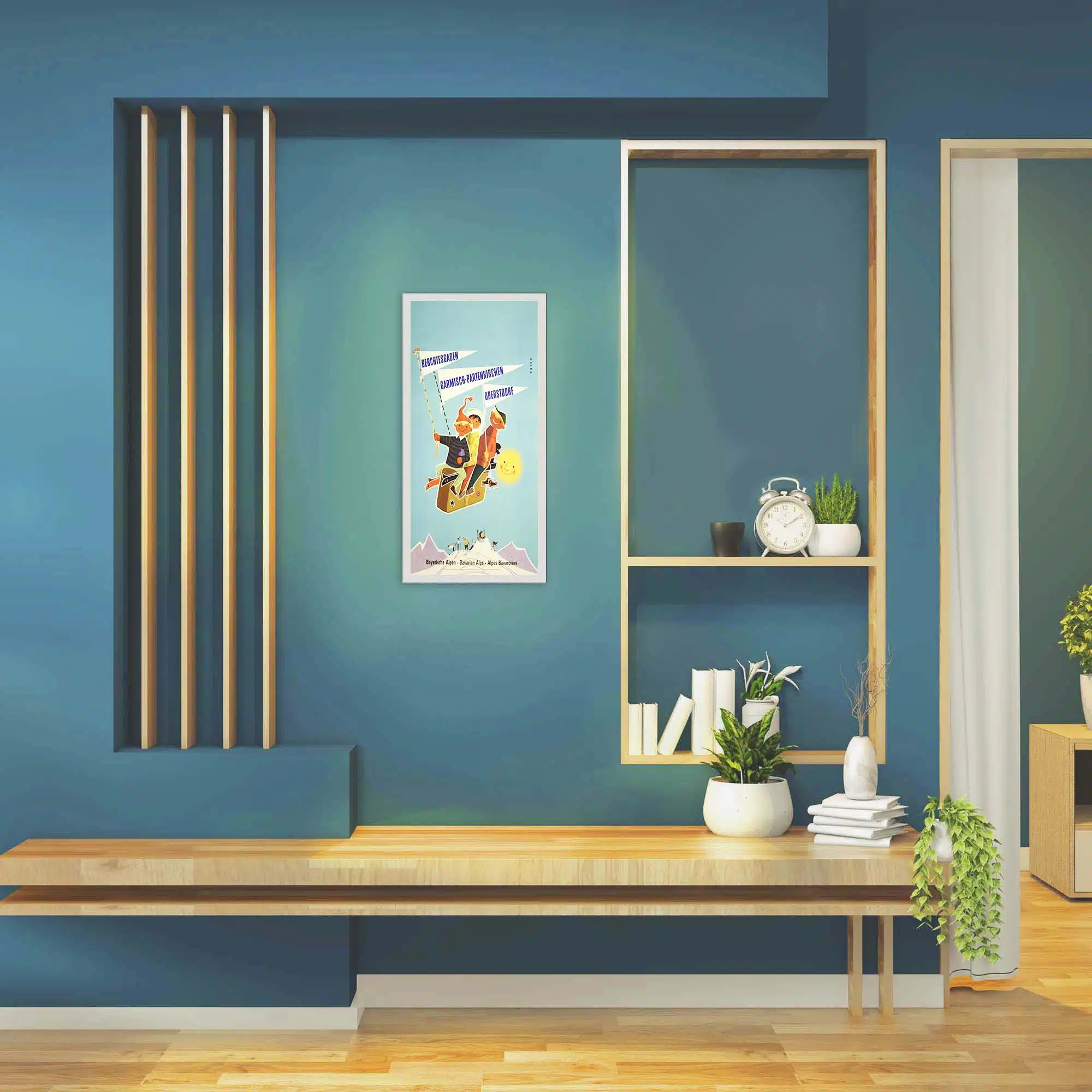 Applique murale Alpes bavaroises allumée