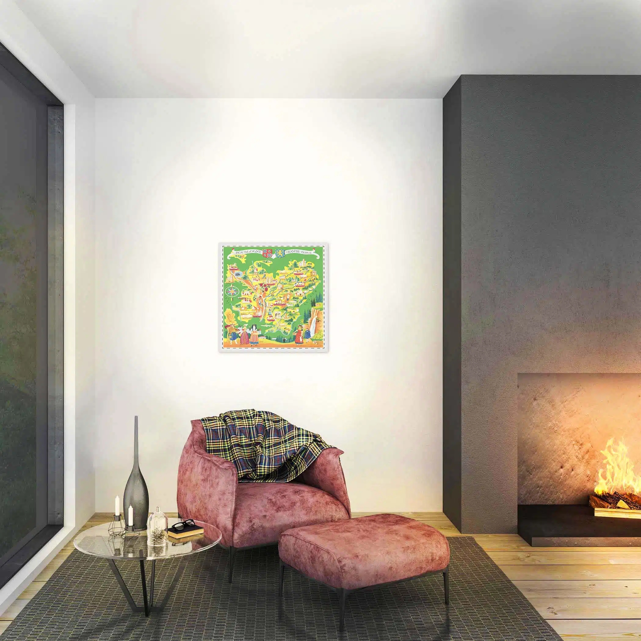 Applique murale Bourgogne Franche-Comté allumée