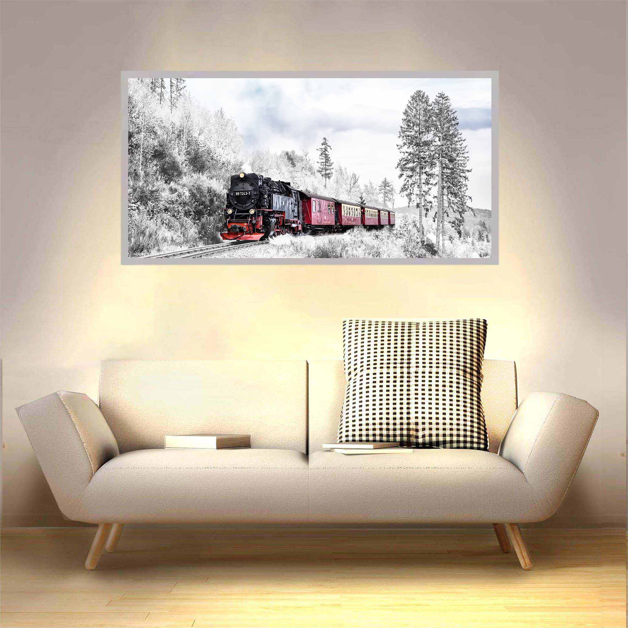 Applique murale train allumée