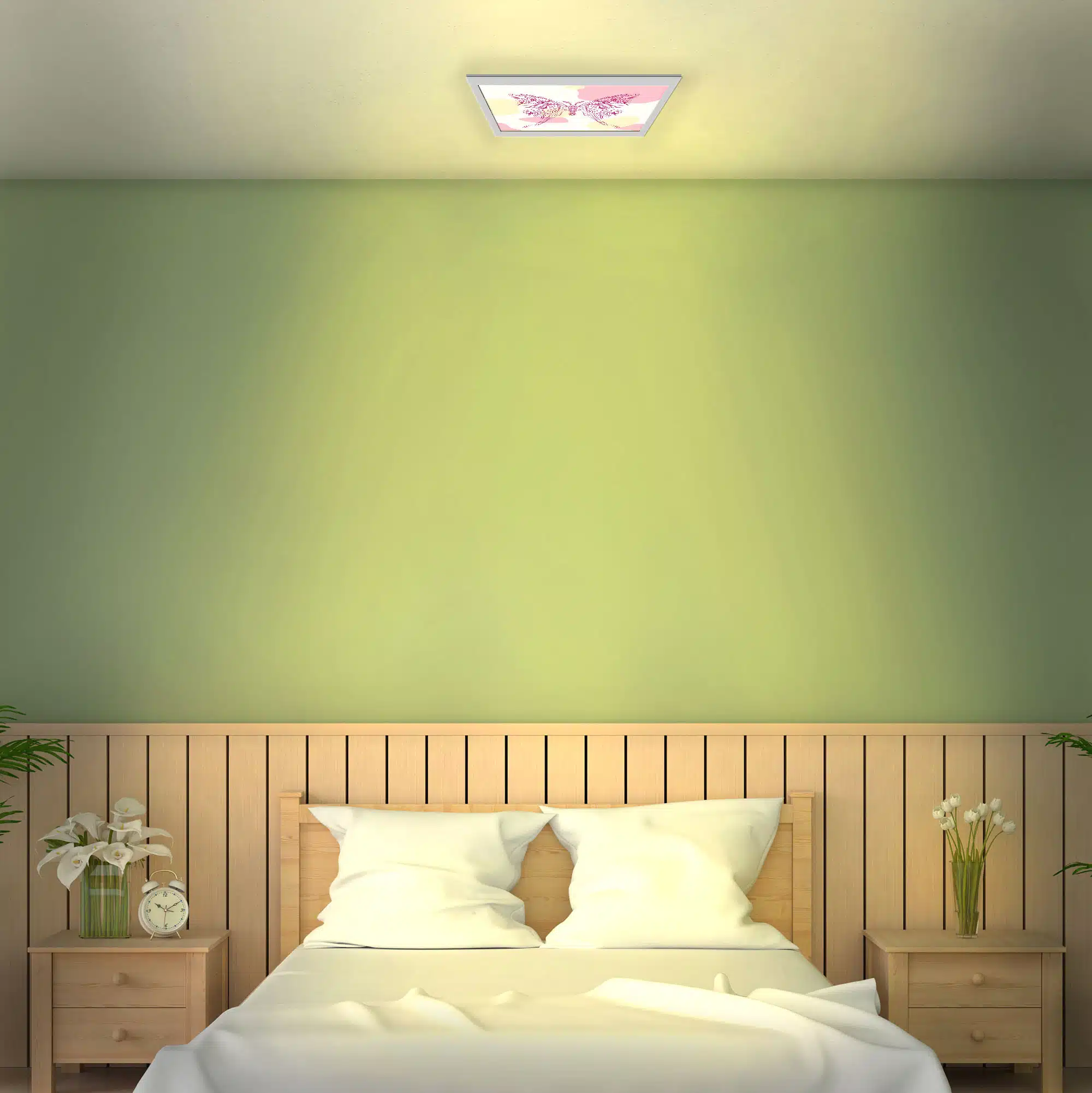 Plafonnier papillon lune allumé Plafonnier papillon lune allumé