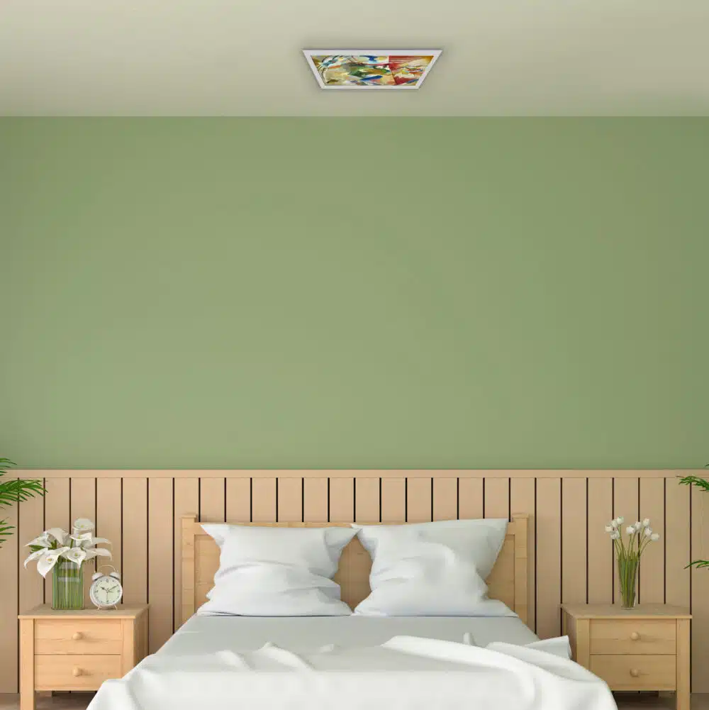 Plafonnier peinture au centre vert éteint